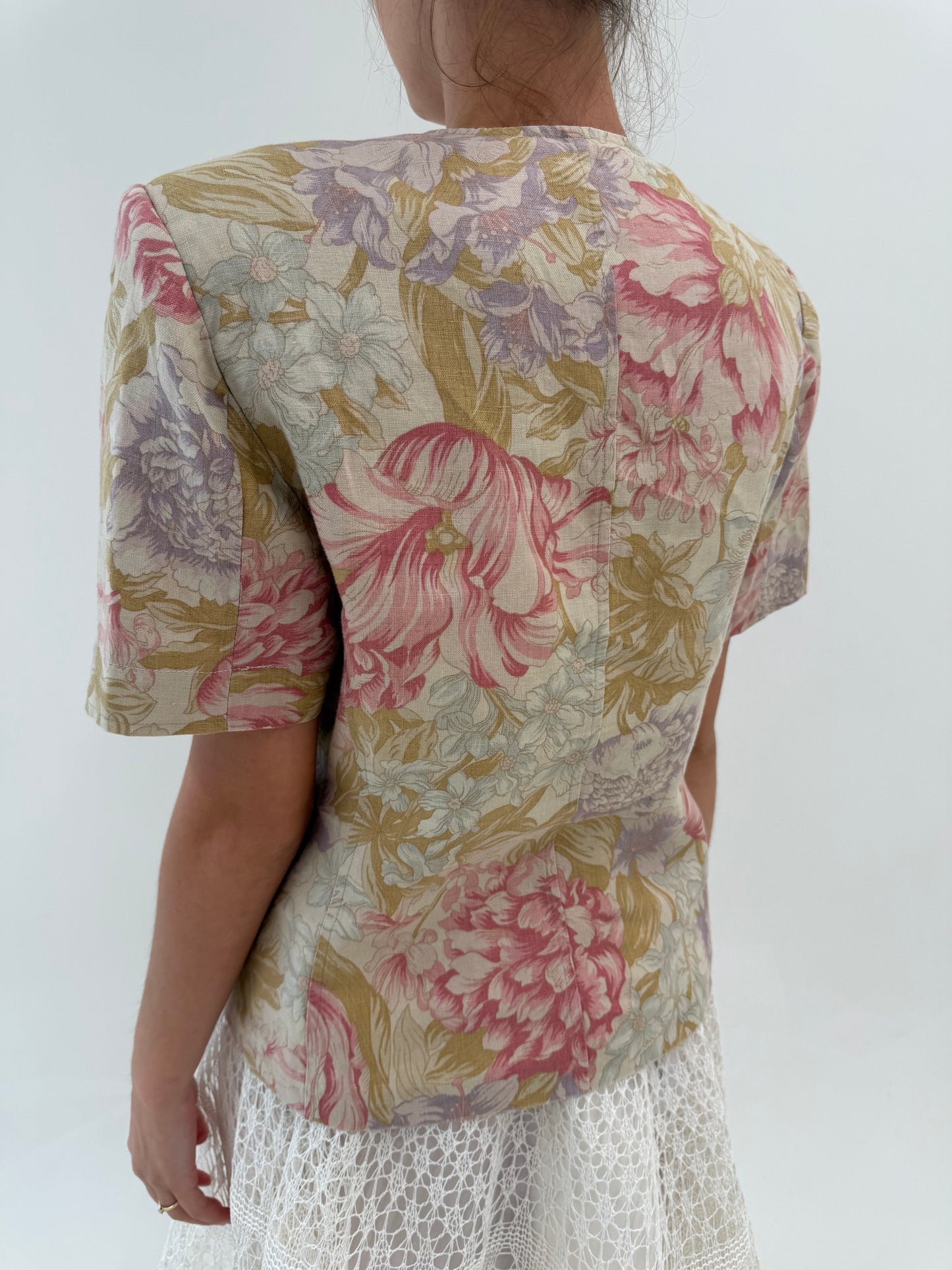 Sacou Marella by Max Mara din in nude cu print superb în culori pudrate