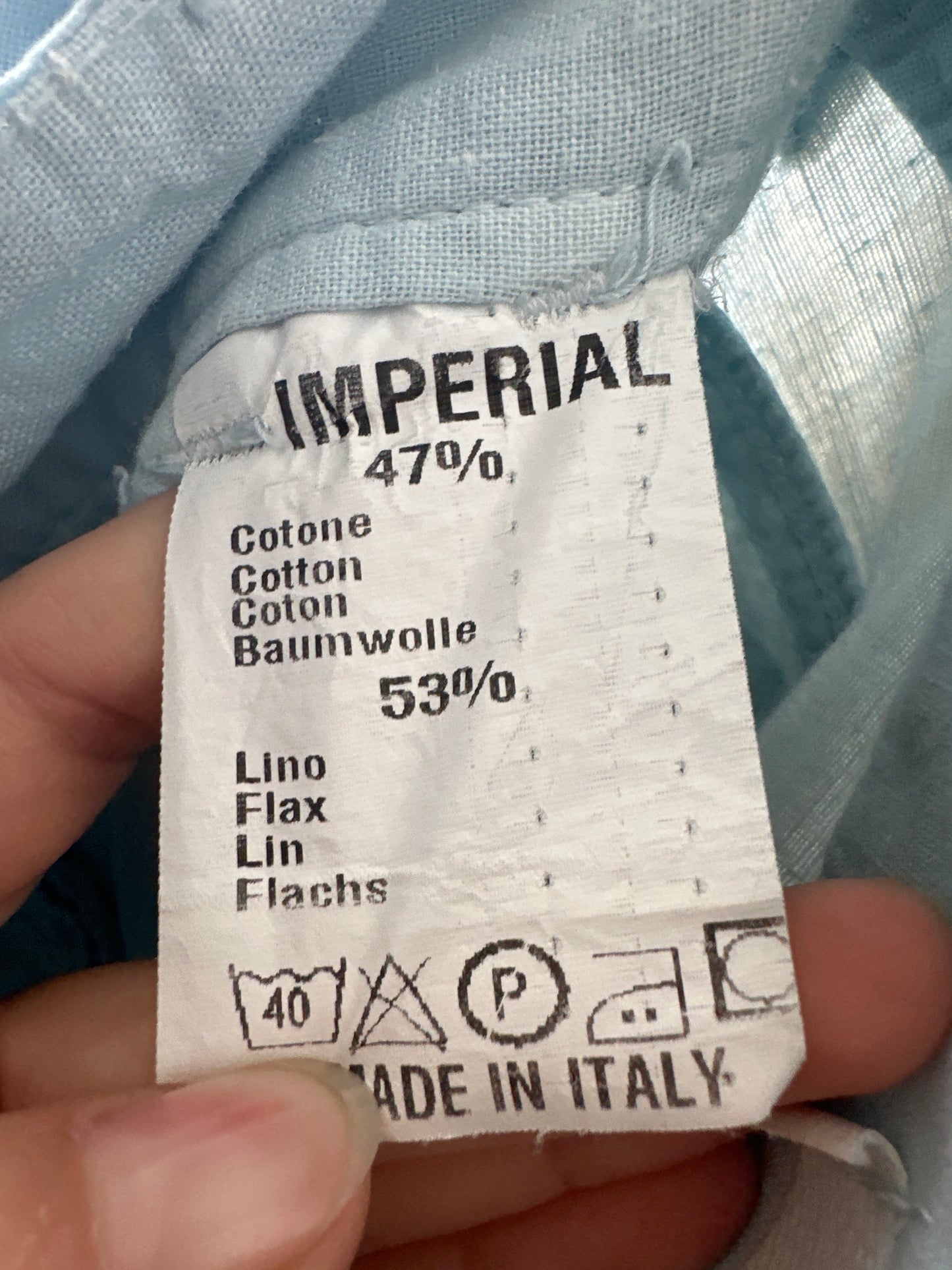 Pantaloni baby blue de brand premium Imperial din in și bumbac