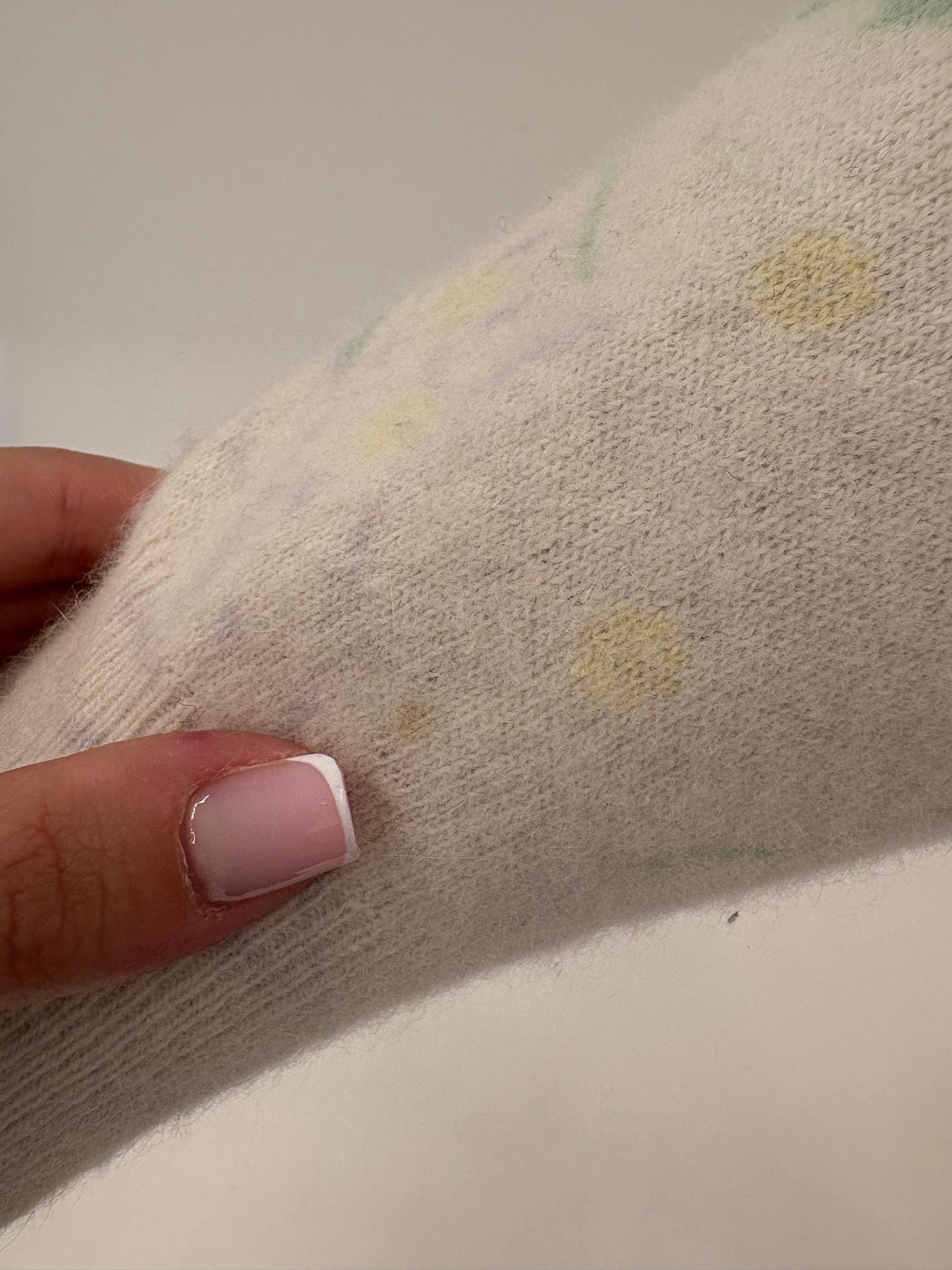 Maleta vintage petite butter white cu print sublim din lana extrafina și Angora