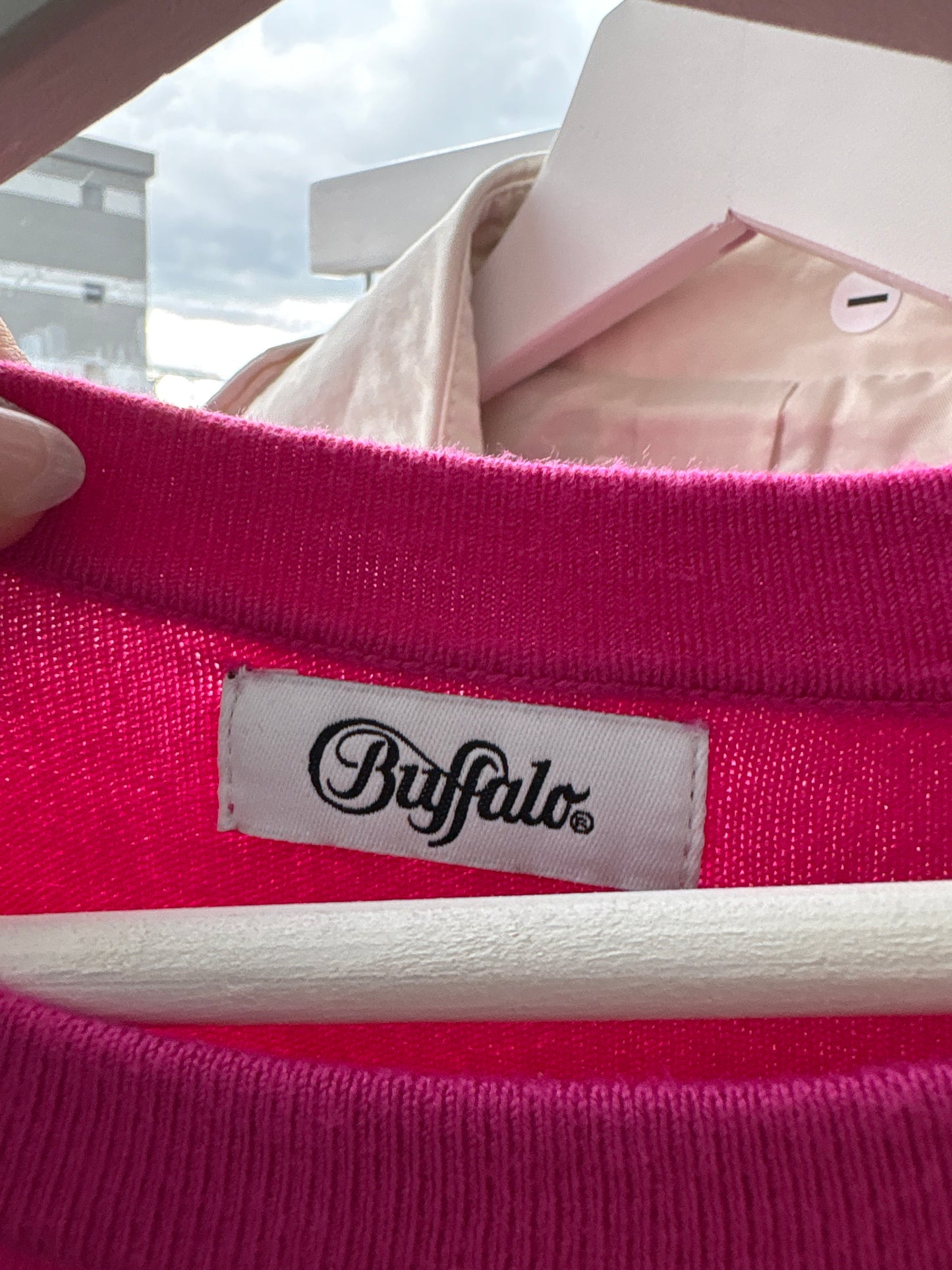 Top fucsia din jerse greu de bumbac cu elastan