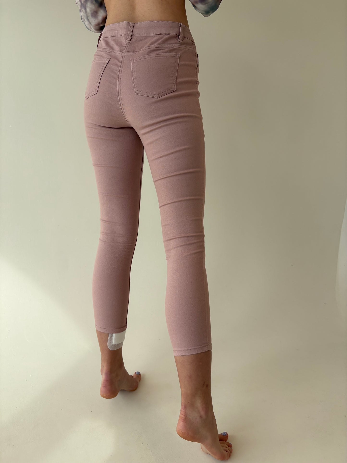 Jeans premium light pink petite capri modelatori