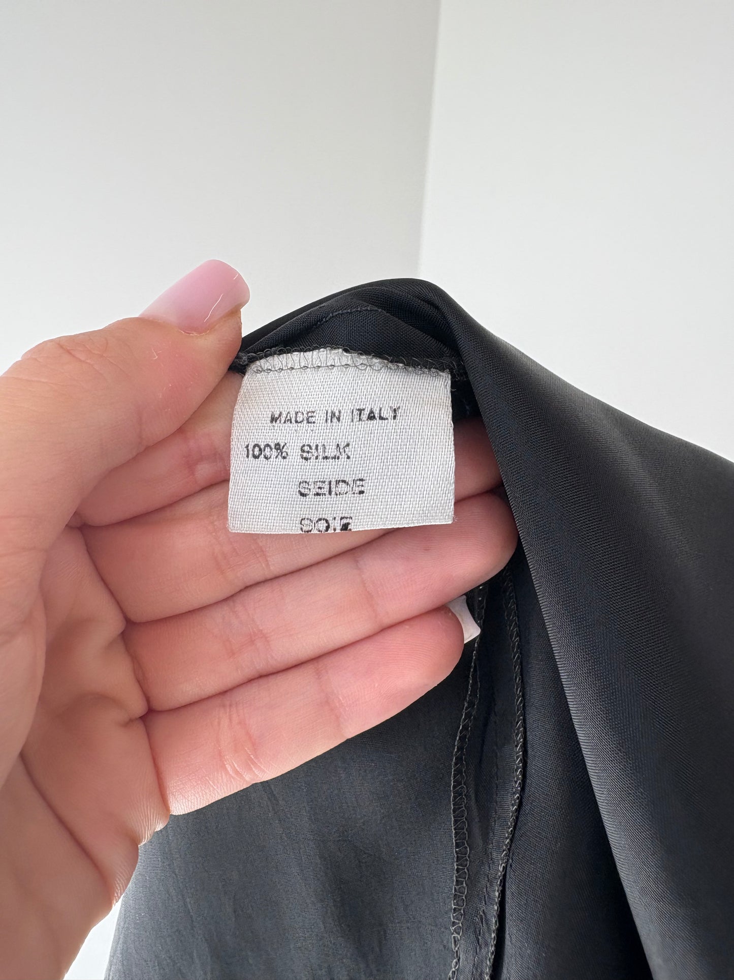 Rochie vintage italiană din mătase naturală cu talie ultra marcată și buzunare
