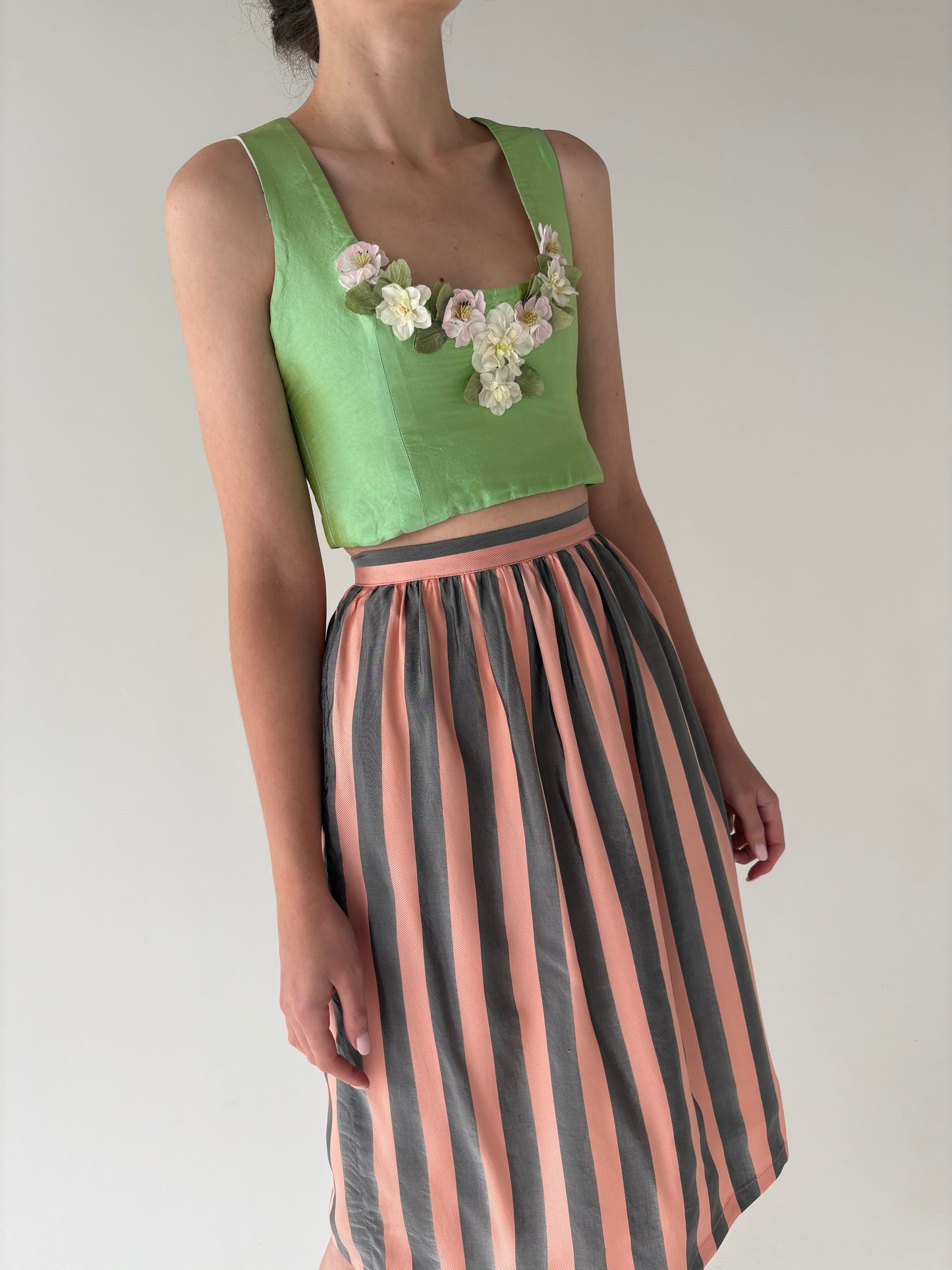 Fustă vintage italiană de designer din mătase naturală