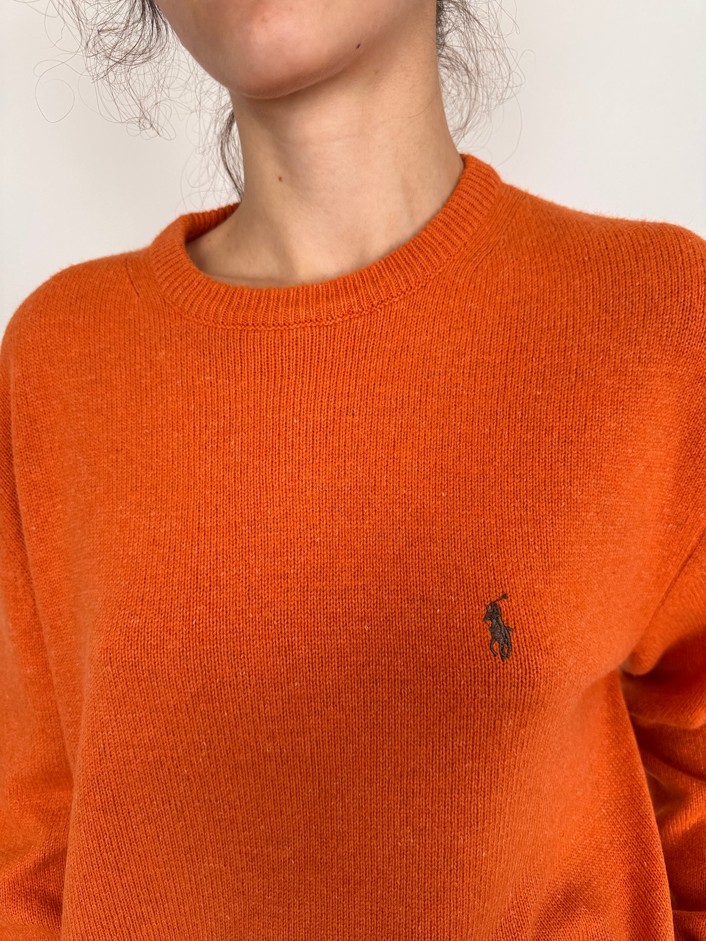 Pulover tall Ralph Lauren din cașmir și lana extrafina tangerine orange