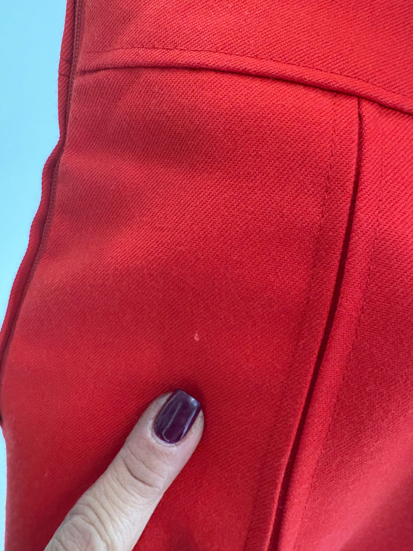 Fustă vintage plisată cherry red din worsted wool