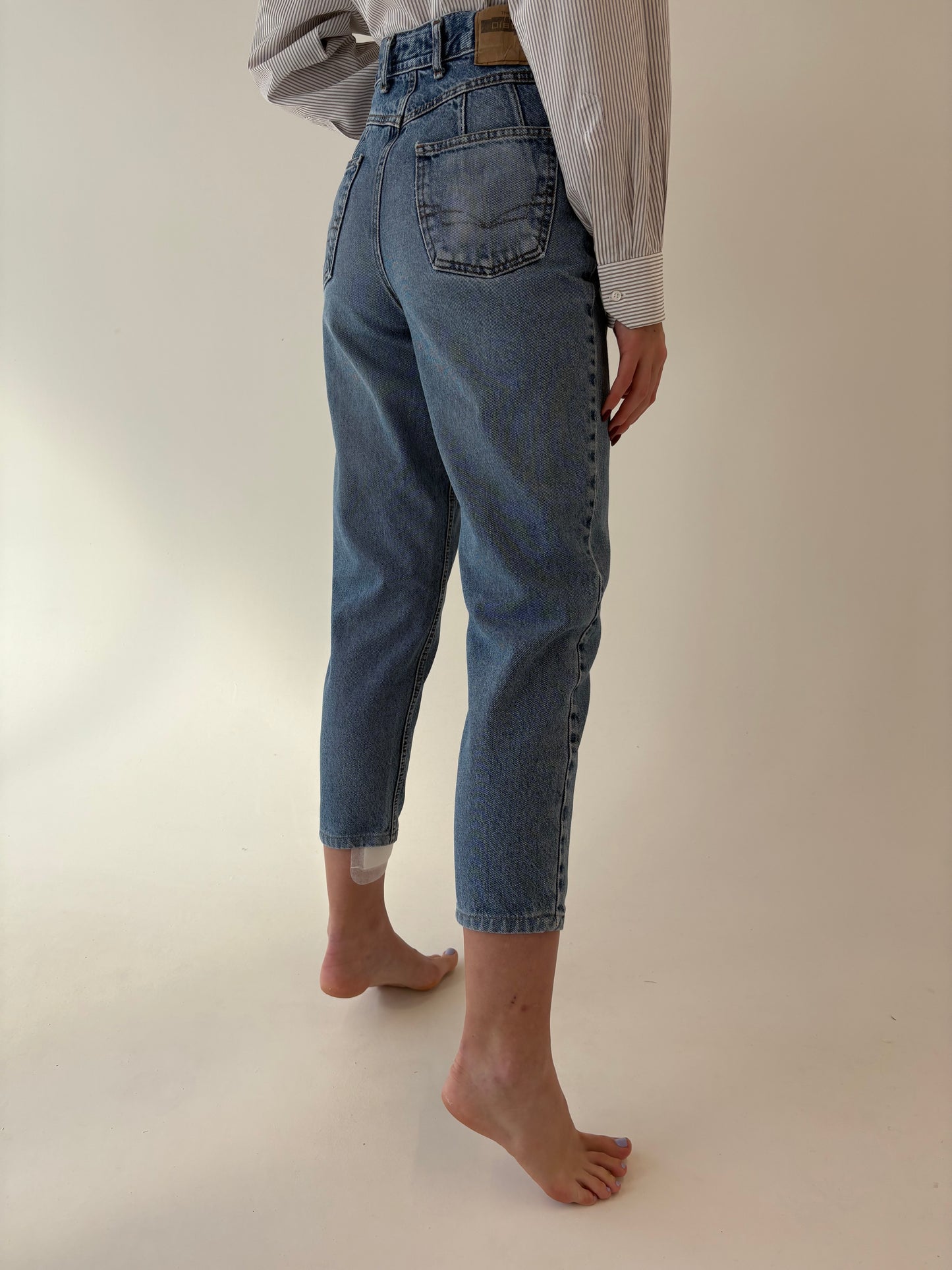 Jeans vintage petite ușor structurați cu talie ultra înaltă