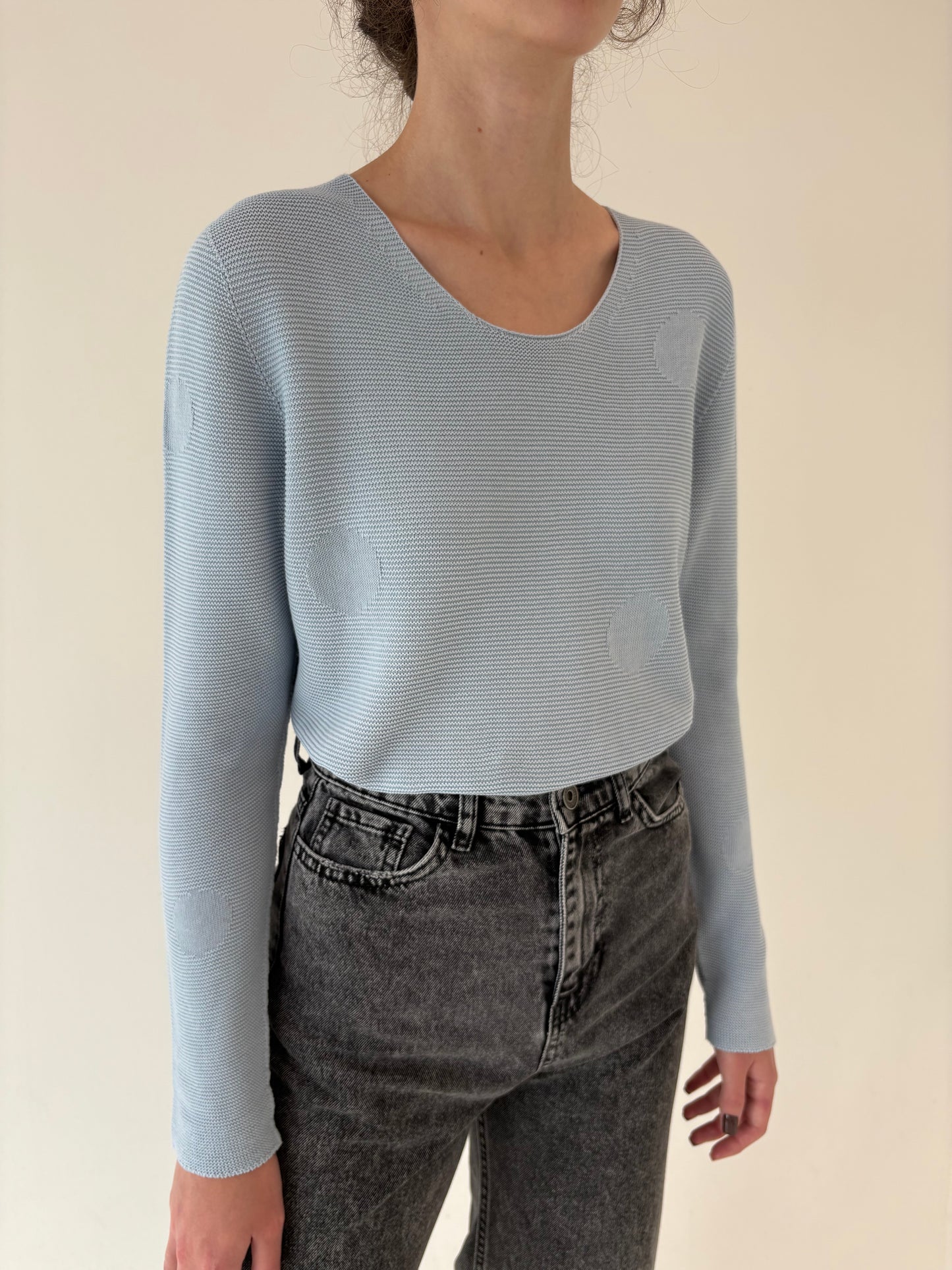 Pulover baby blue din bumbc de gramaj mare