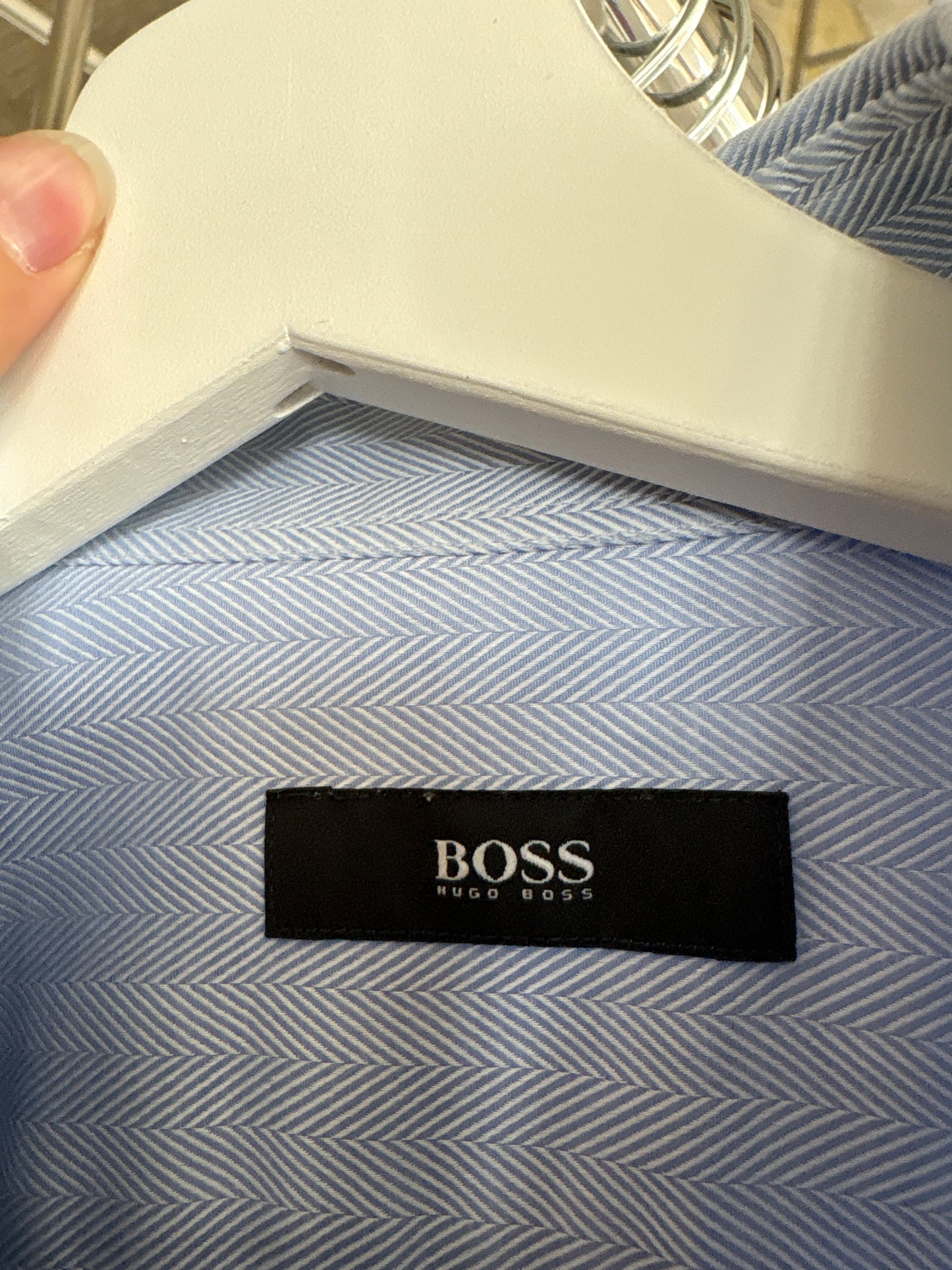 Cămașa Hugo Boss din poplin excepțional gros baby blue