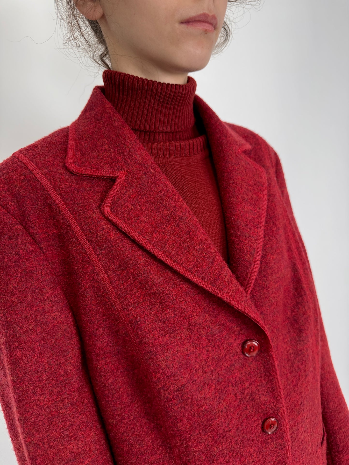 Sacou luxury Delmod din lana merino dark cherry red