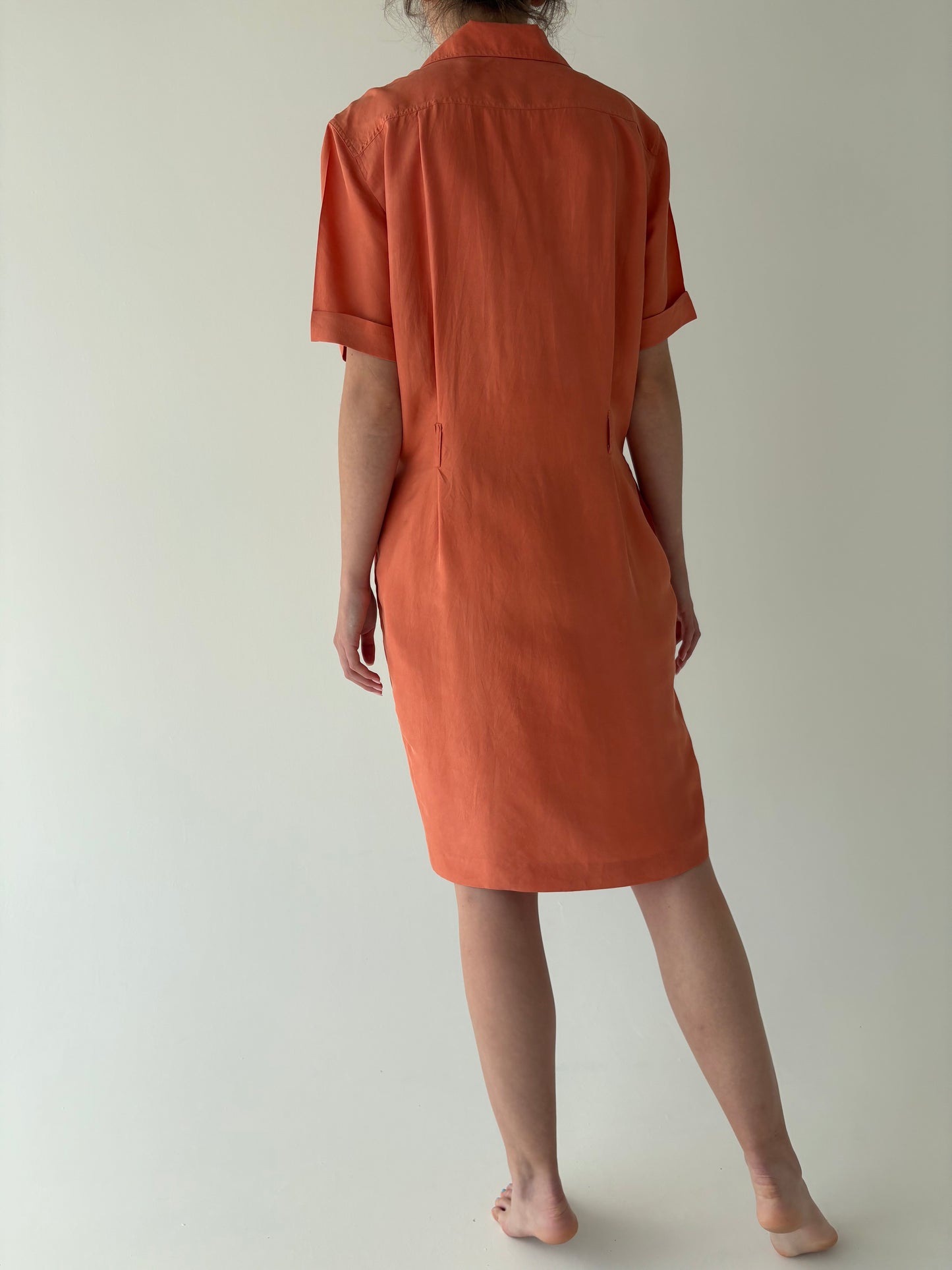 Rochie vintage din mătase naturală cu talie ultra înaltă marcată