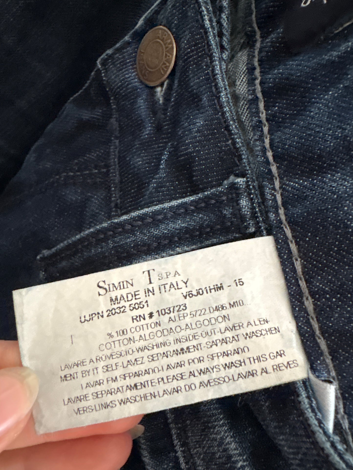 Jeans Armani dark wash plin straight leg