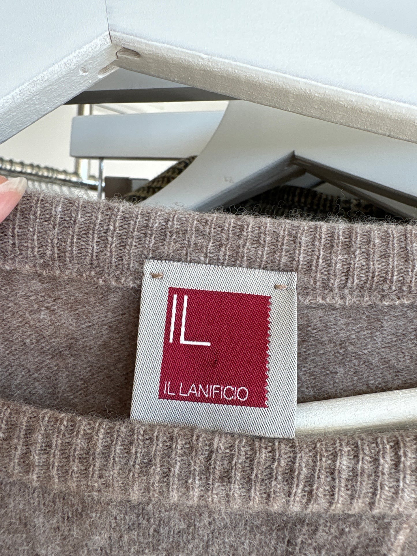 Cardigan taupe de brand premium italian din lana merino și cașmir