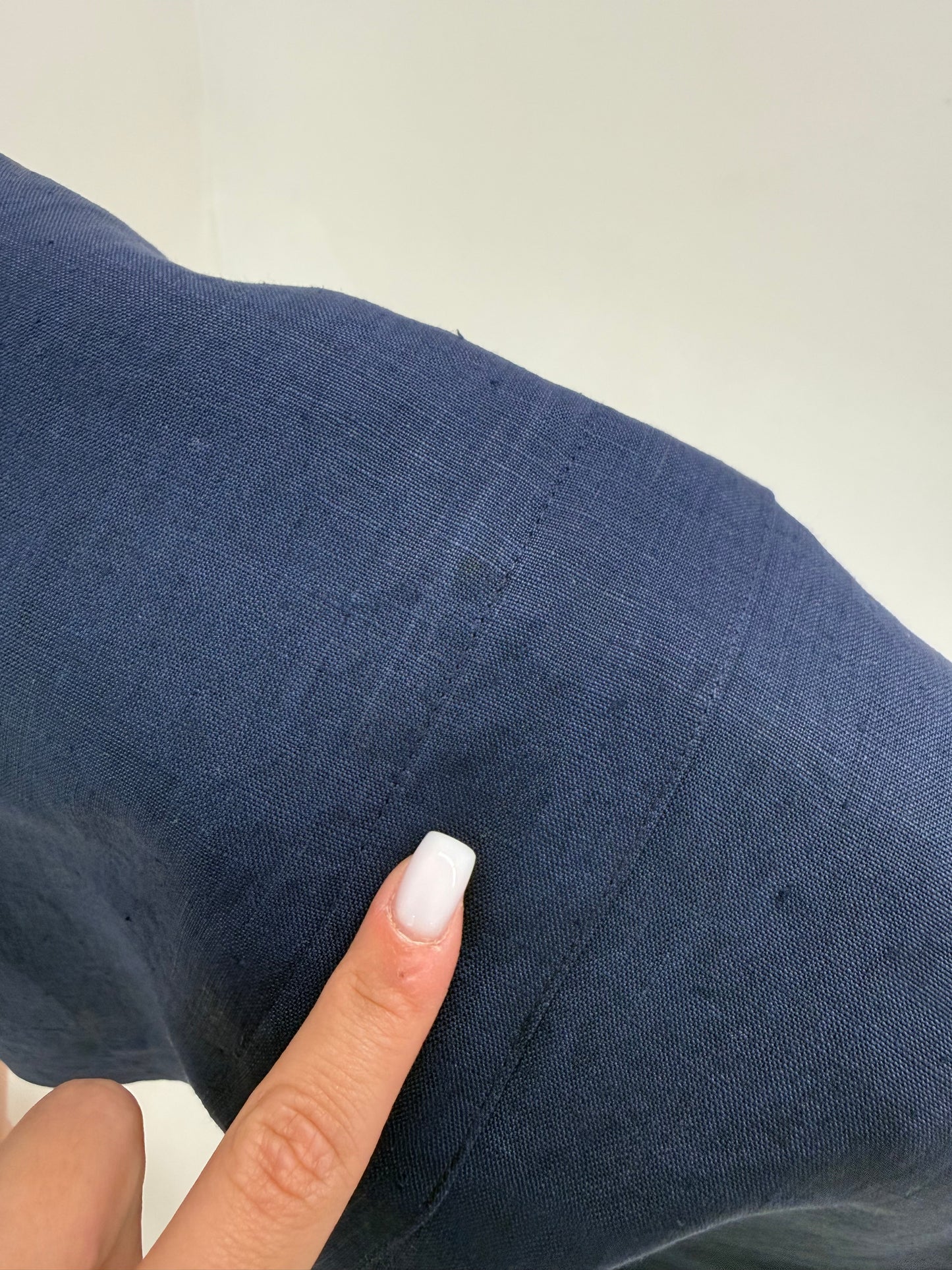 Fustă creion midi spre maxi Navy din pânză excepțională de in cu buzunare