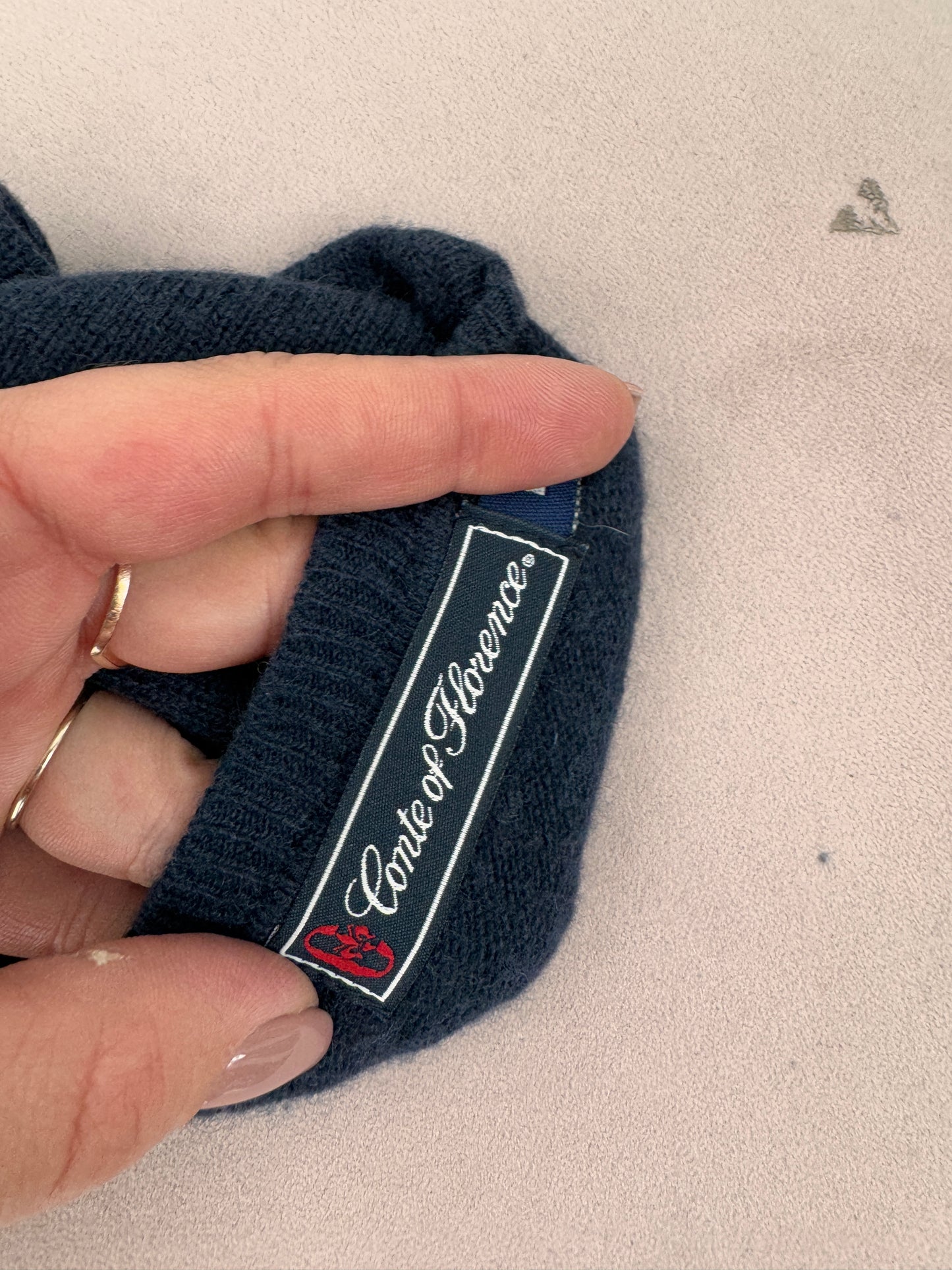 Pulover italian din mix de lana extrafina cu cașmir Navy blue