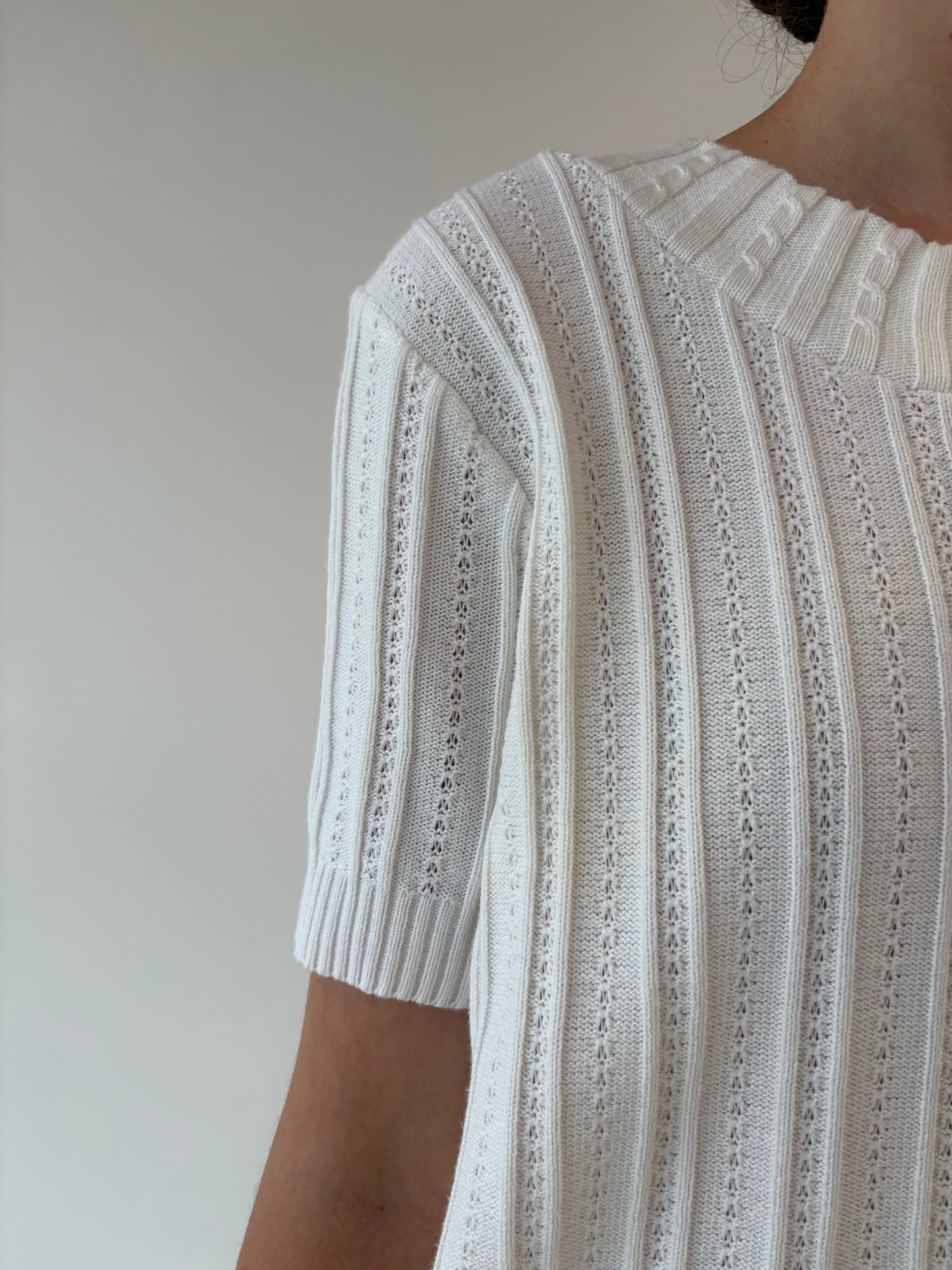 Top vintage din jerse texturat din mix de lana extrafina