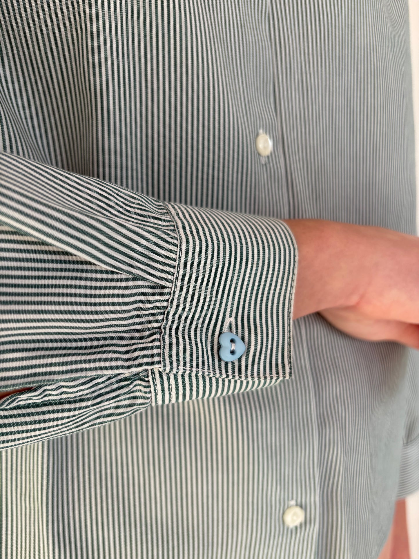 Cămașa premium italiană cu dungi forest green