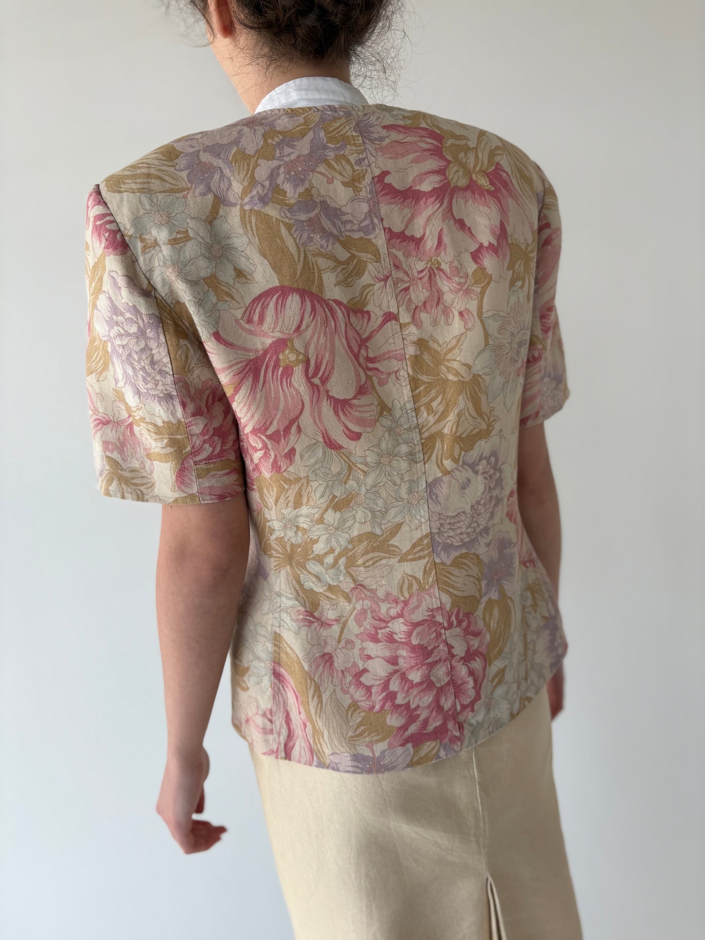 Sacou luxury Marella by Max Mara ușor cambrat din in cu print floral