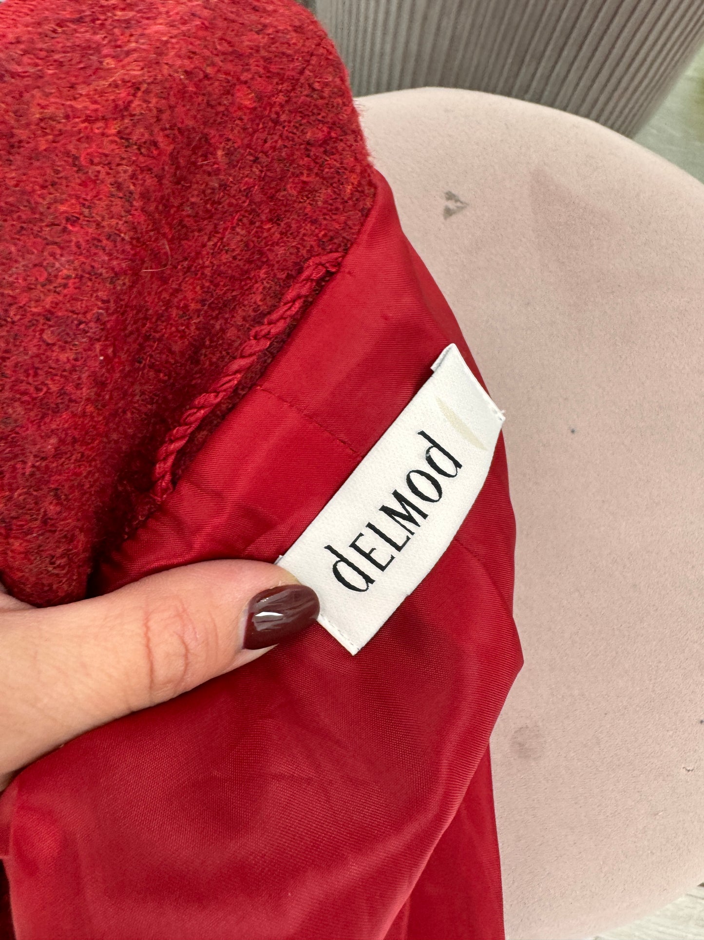 Sacou luxury Delmod din lana merino dark cherry red