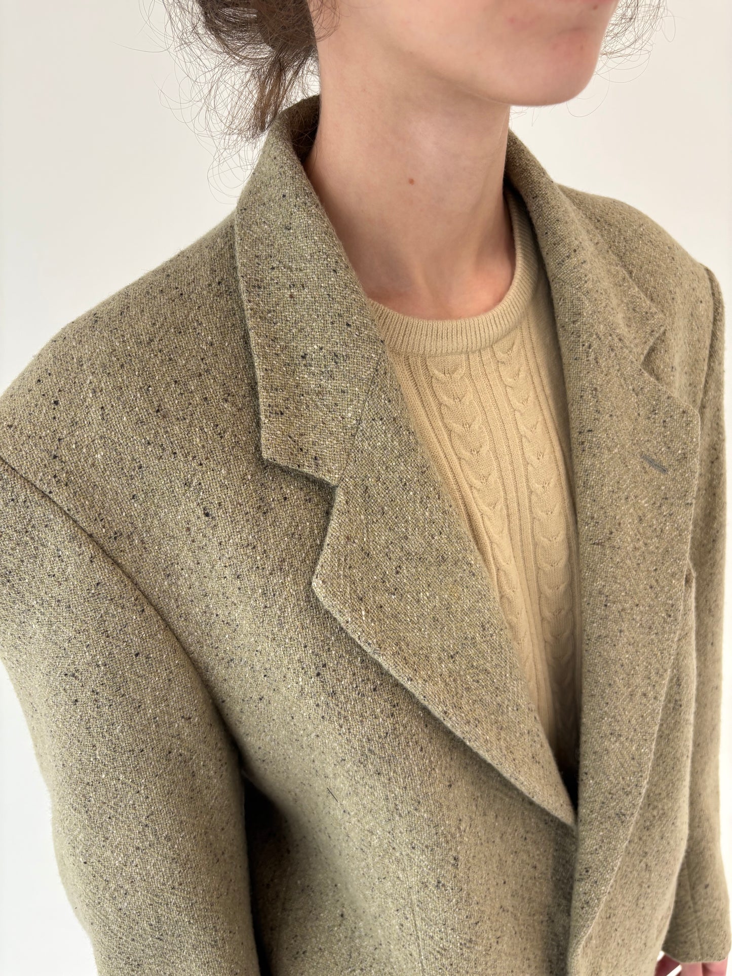 Sacou camel italian din tweed excepțional de lana