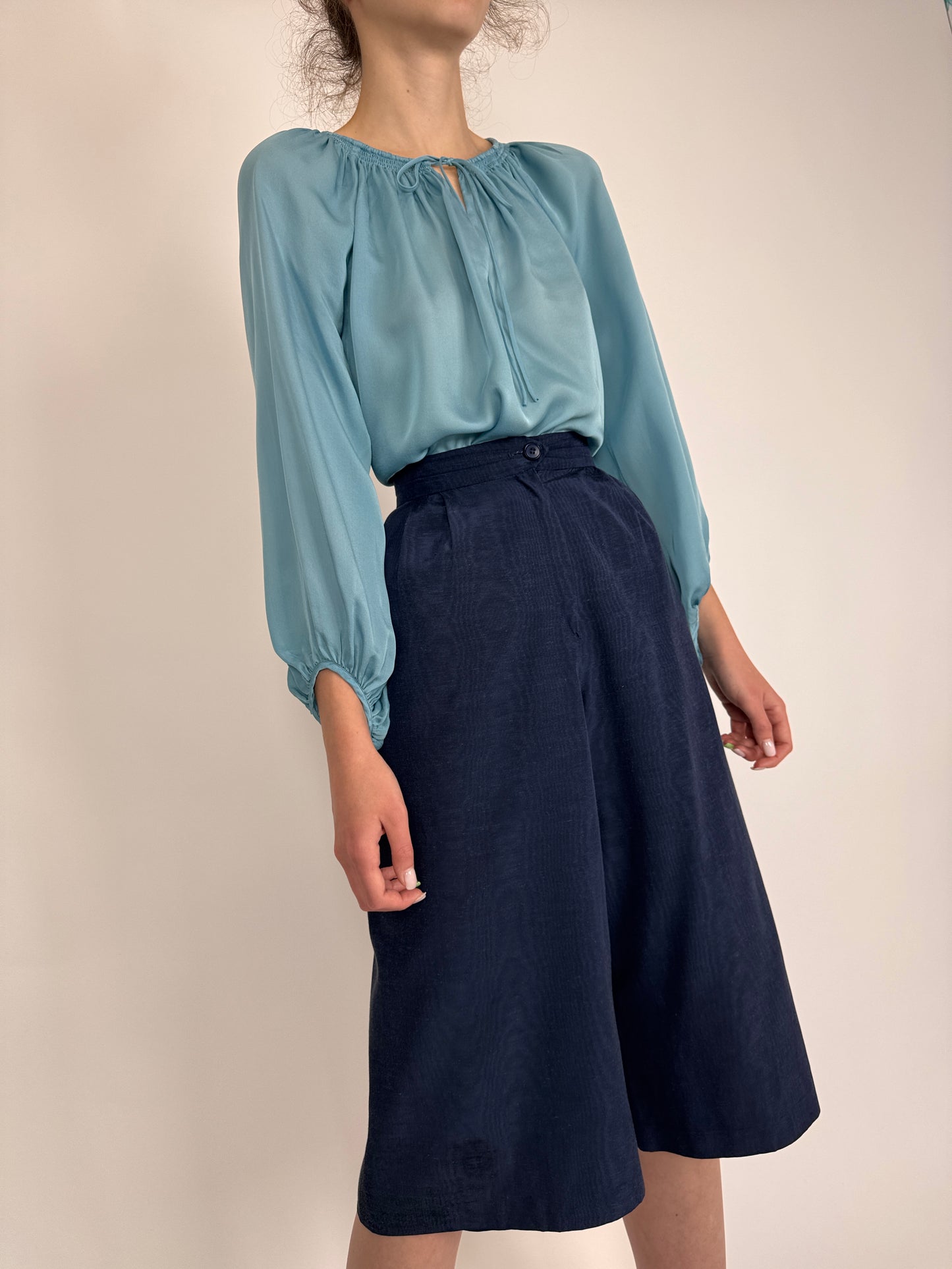 Culottes vintage cu talie ultra înaltă de la zi la seară