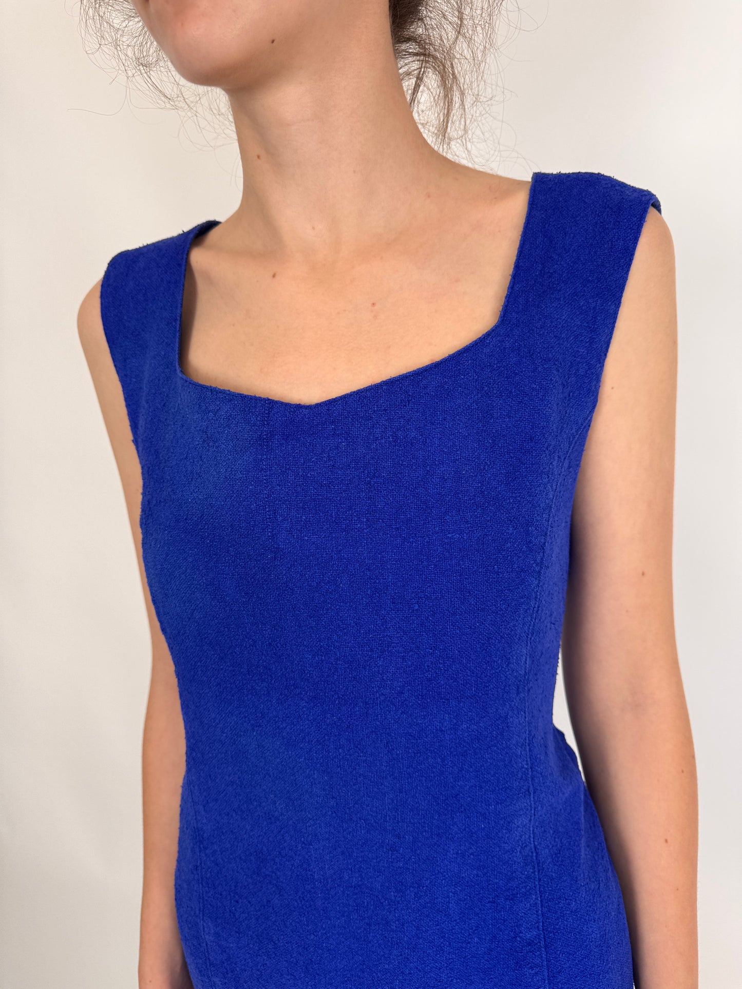 Rochie mini din pânză albastru regal