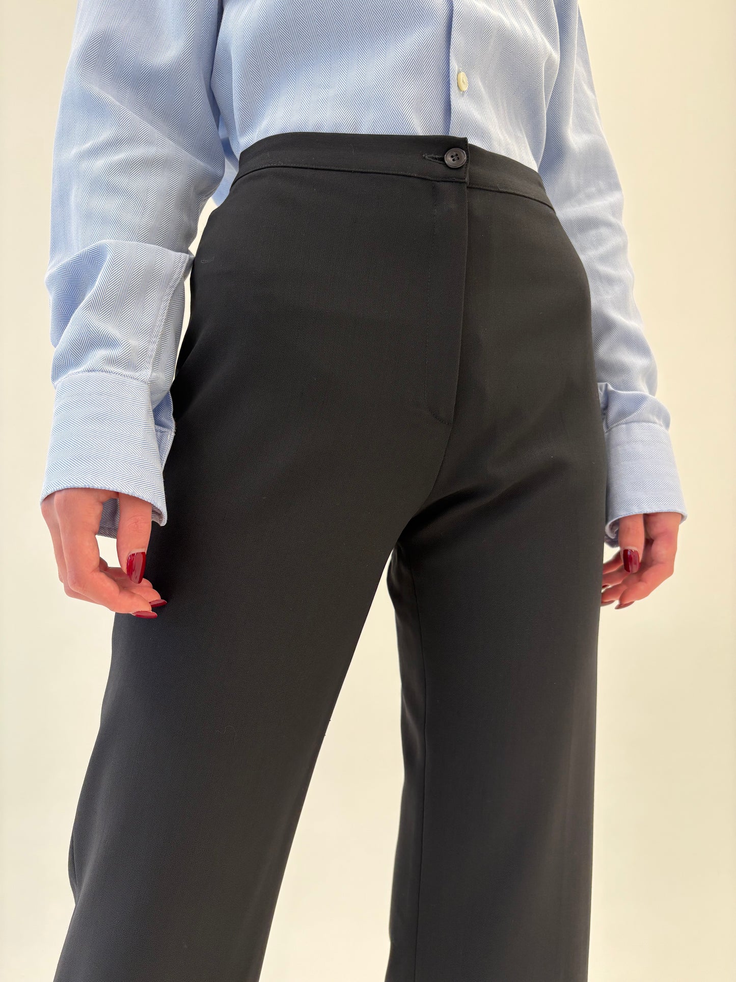 Pantaloni business negri din stofita ușor strech din lana extrafina