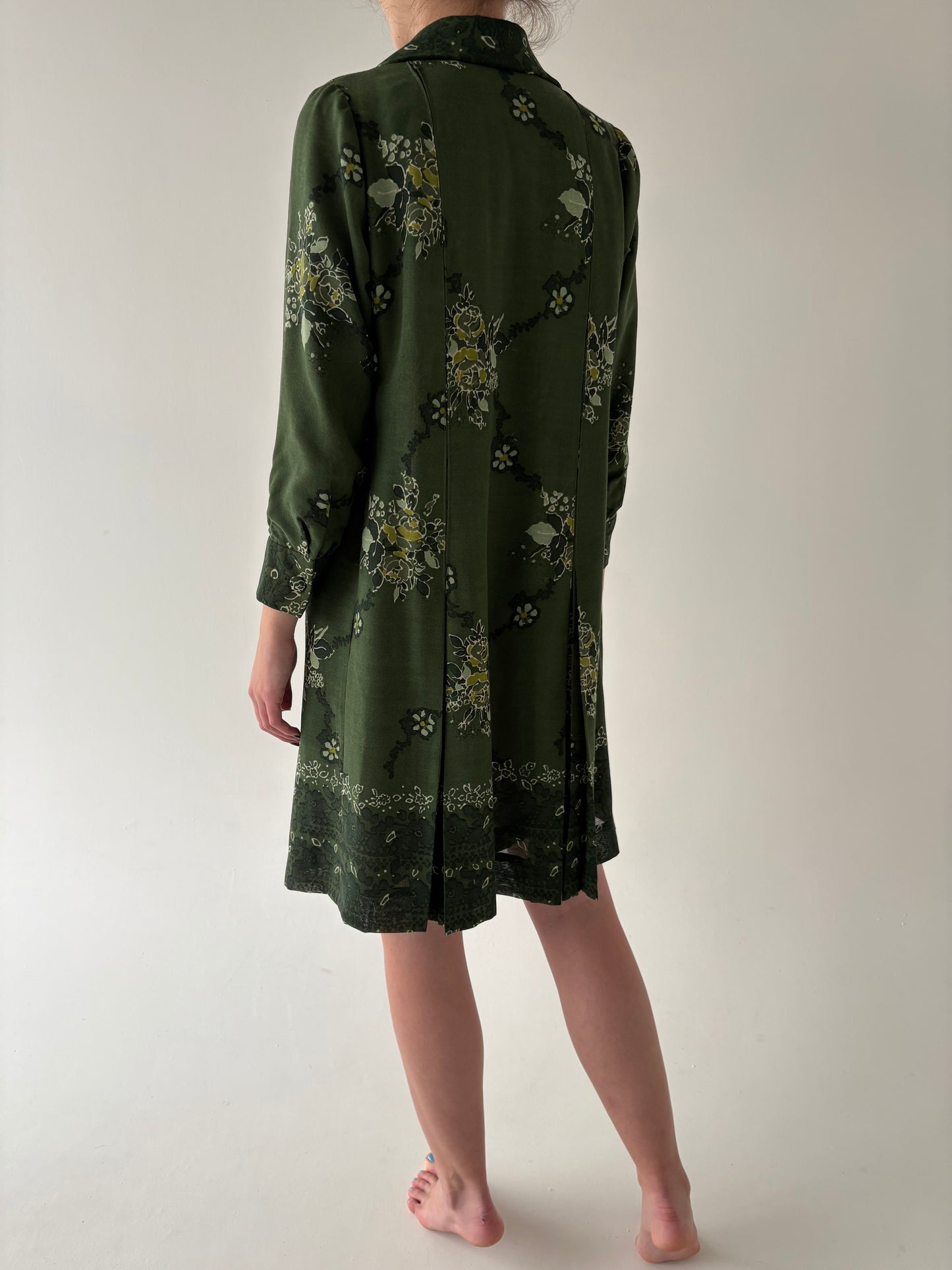 Rochie vintage petite forest green din lana extrafina