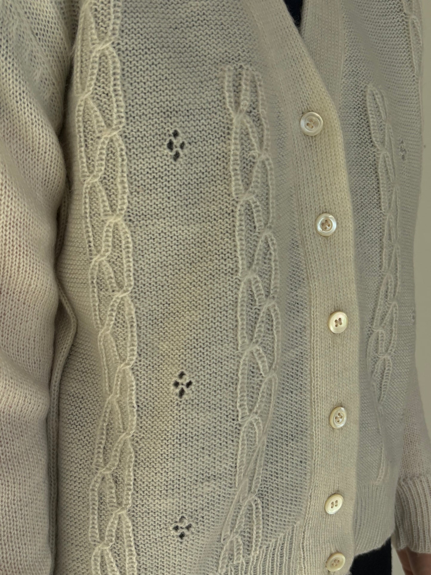 Cardigan vintage luxury din baby mohair butter white