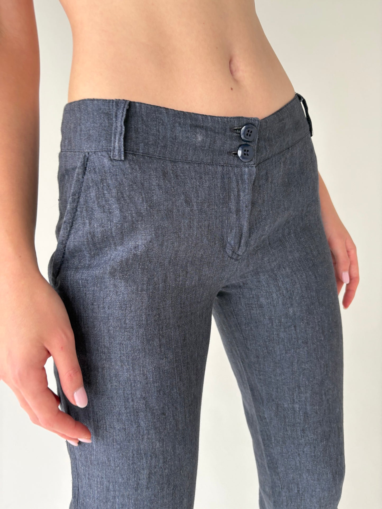 Pantaloni jeans blue petite din in premium italian în croi clasic
