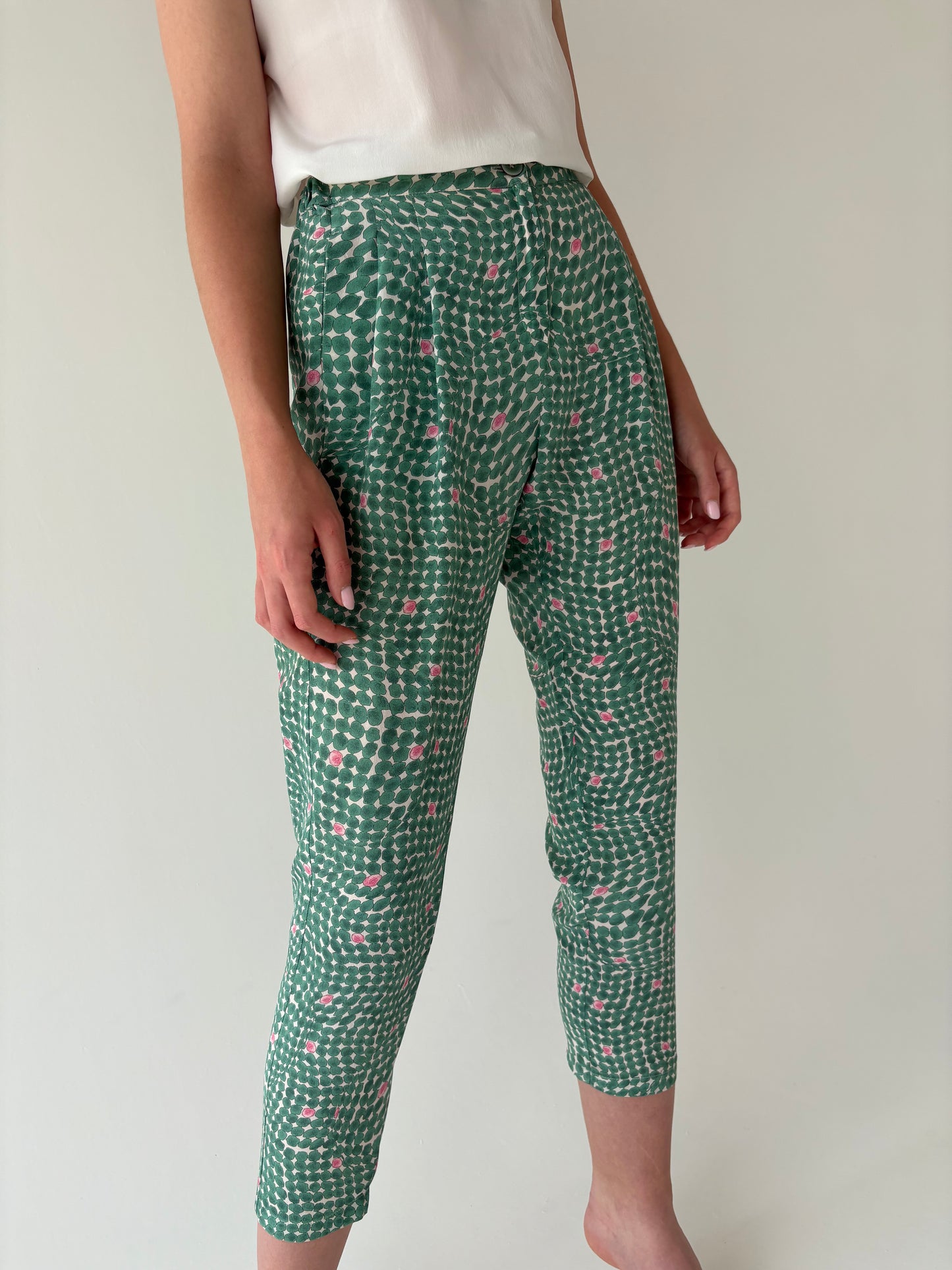 Pantaloni petite de brand premium italian din mătase naturală