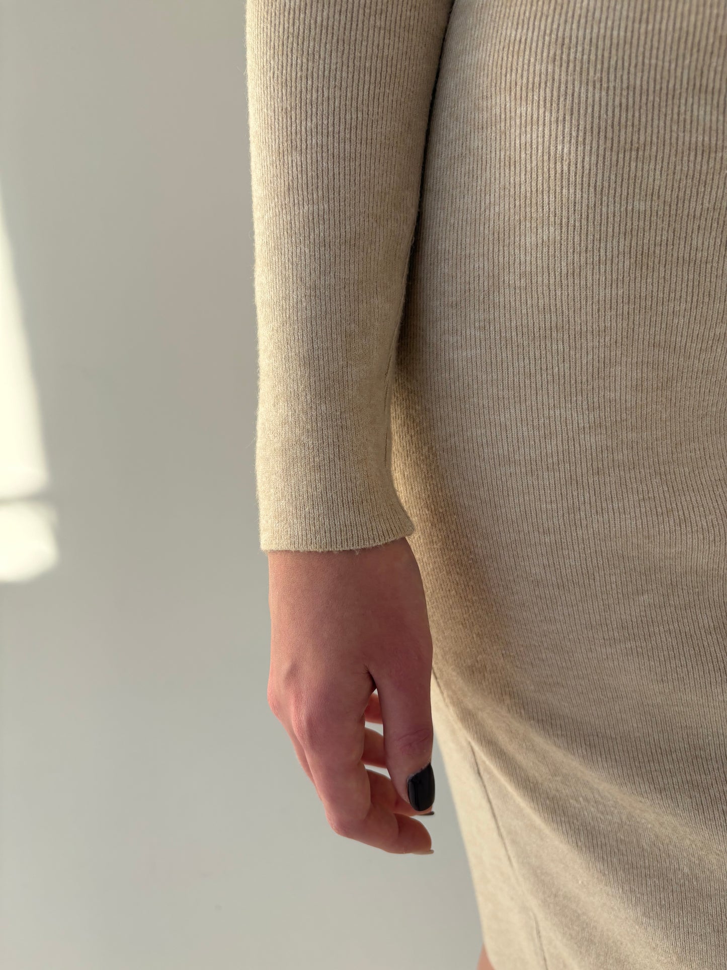 Rochie light nude din tricot excepțional de cașmir și bumbac