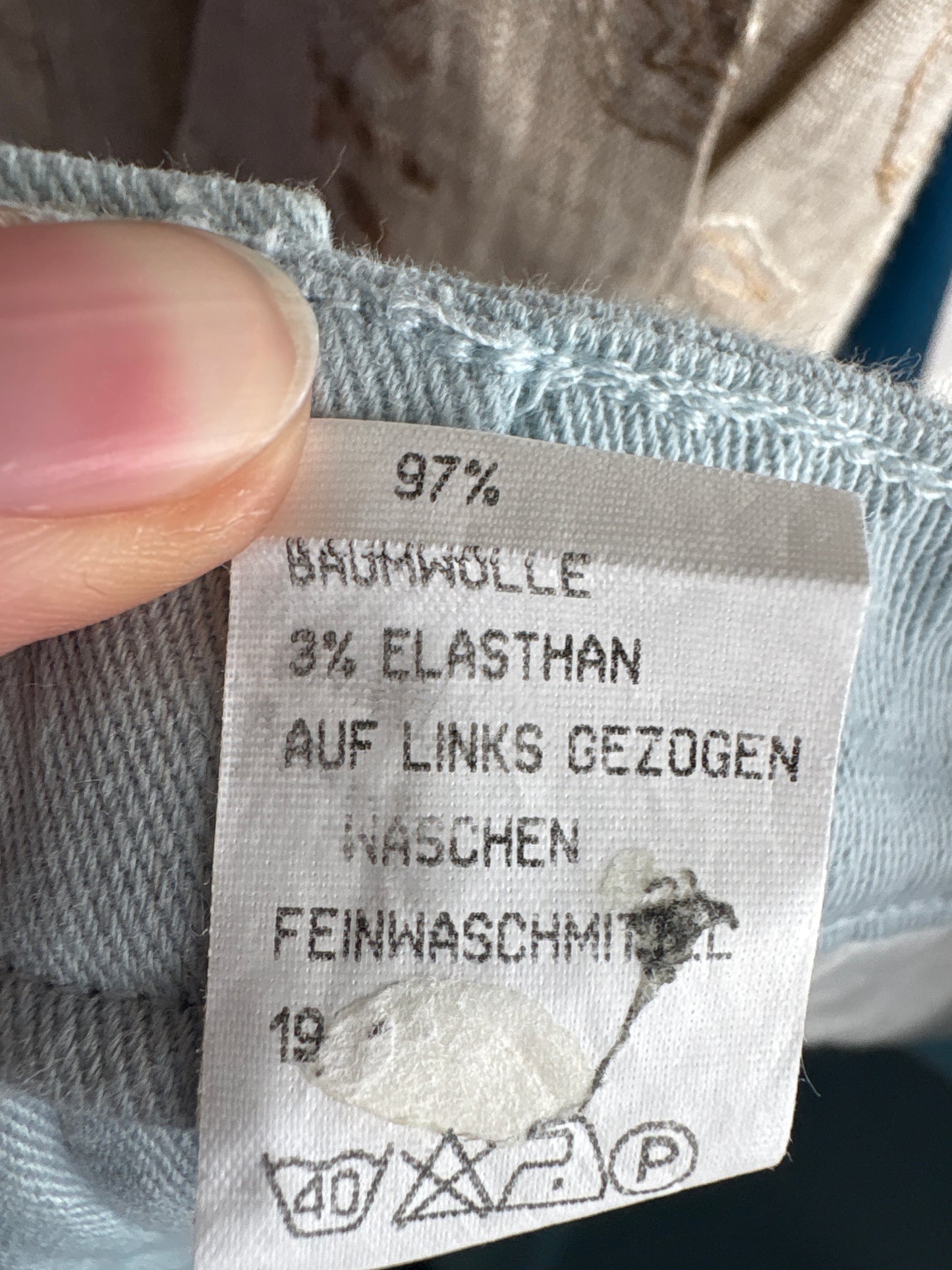 Pantaloni baby blue din bumbac ultra confort modelator cu talie ultra înaltă