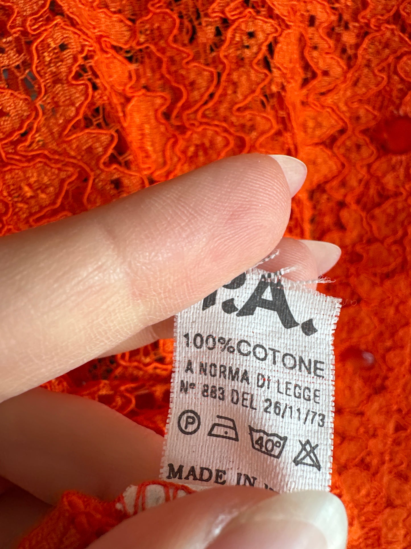 Cămașa vintage din dantelă guipure în nuanța superbă de oranj