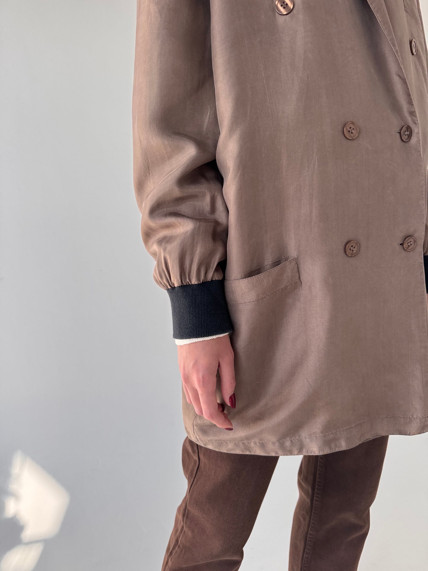 Sacou vintage cu influențe casual din mătase naturală