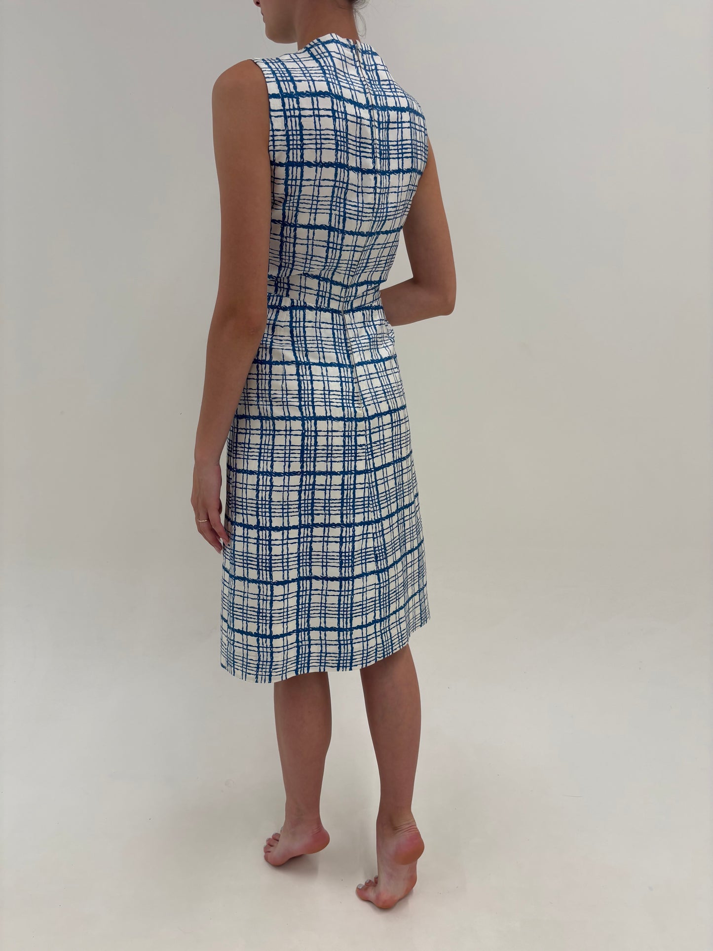 Rochie vintage din twill de mătase naturală cu talie ultra înaltă marcată