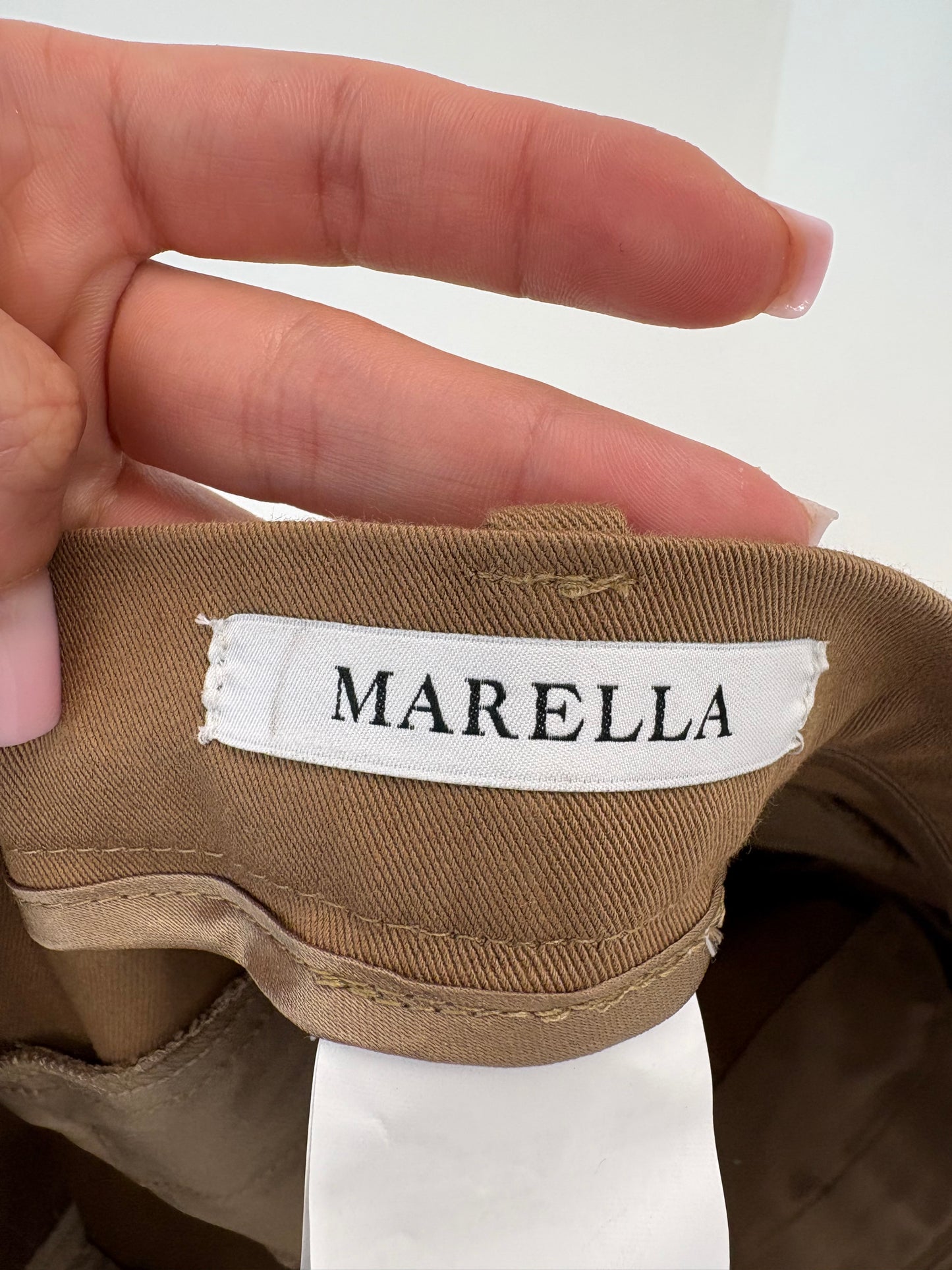 Pantaloni Camel Marella by Max Mara din gabardină de bumbac ușor strech