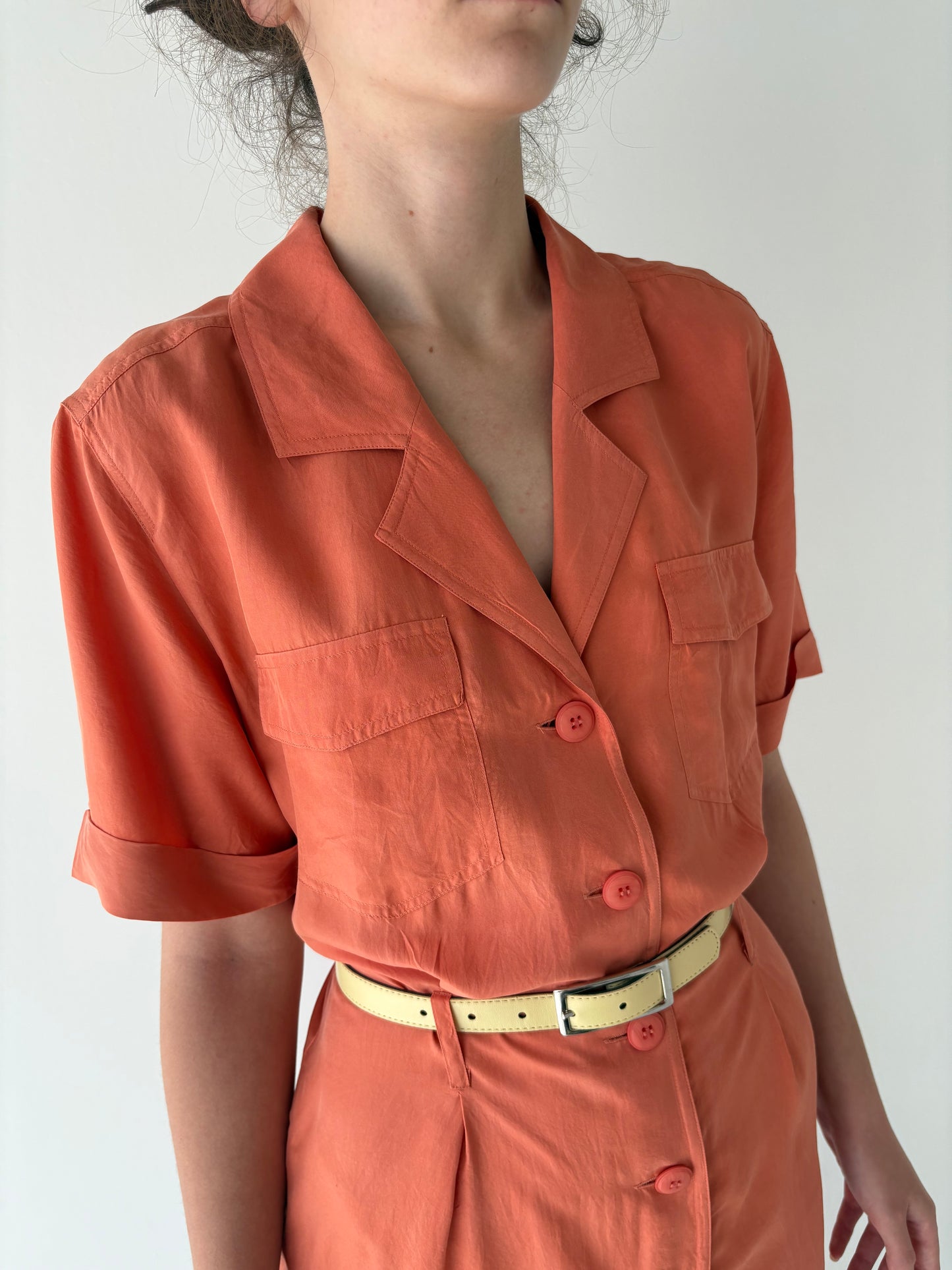 Rochie vintage din mătase naturală cu talie ultra înaltă marcată