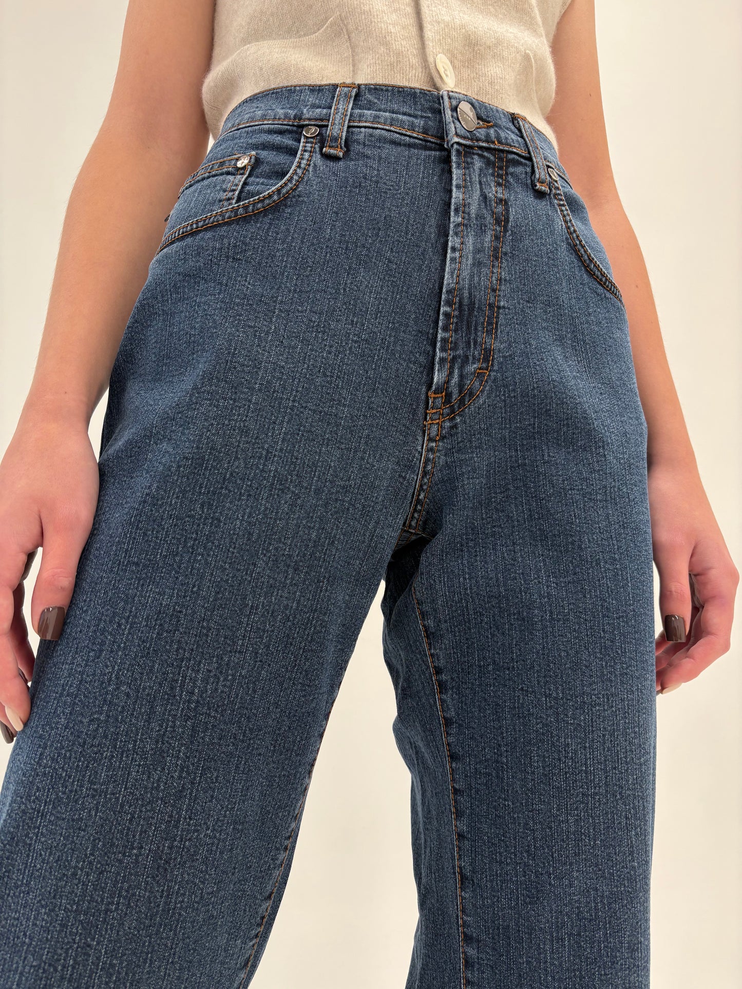 Jeans tall luxury Trussardi classic wash straight leg