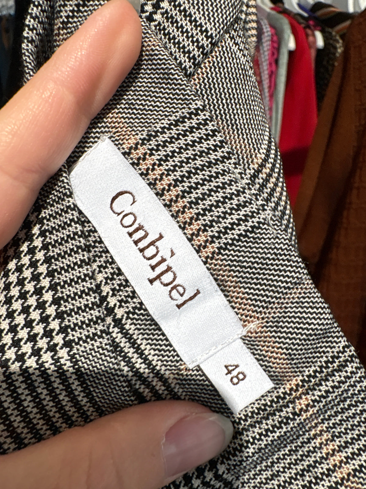 Pantaloni palazzo italienești din stofă mix de lana extrafina pied de coq în carouri