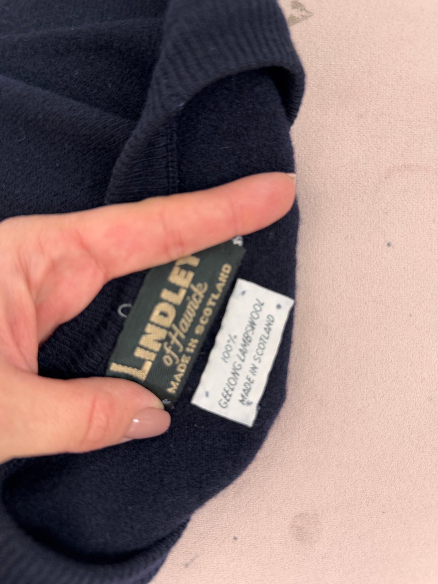 Pulover tall de gramaj mare din lana extrafina Navy blue