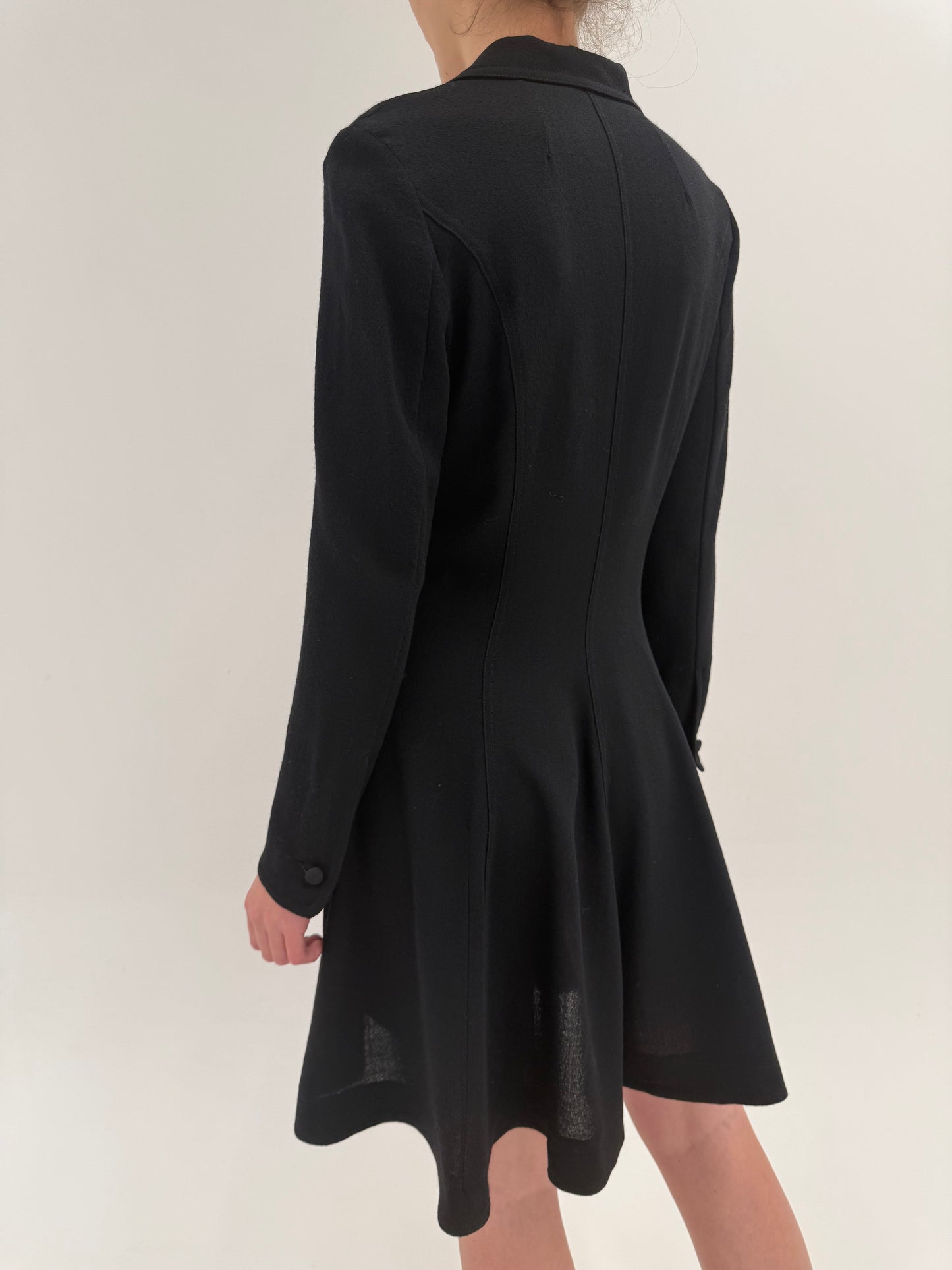 LBD old vintage late 80’s cambrata din creppe de lana extrafina