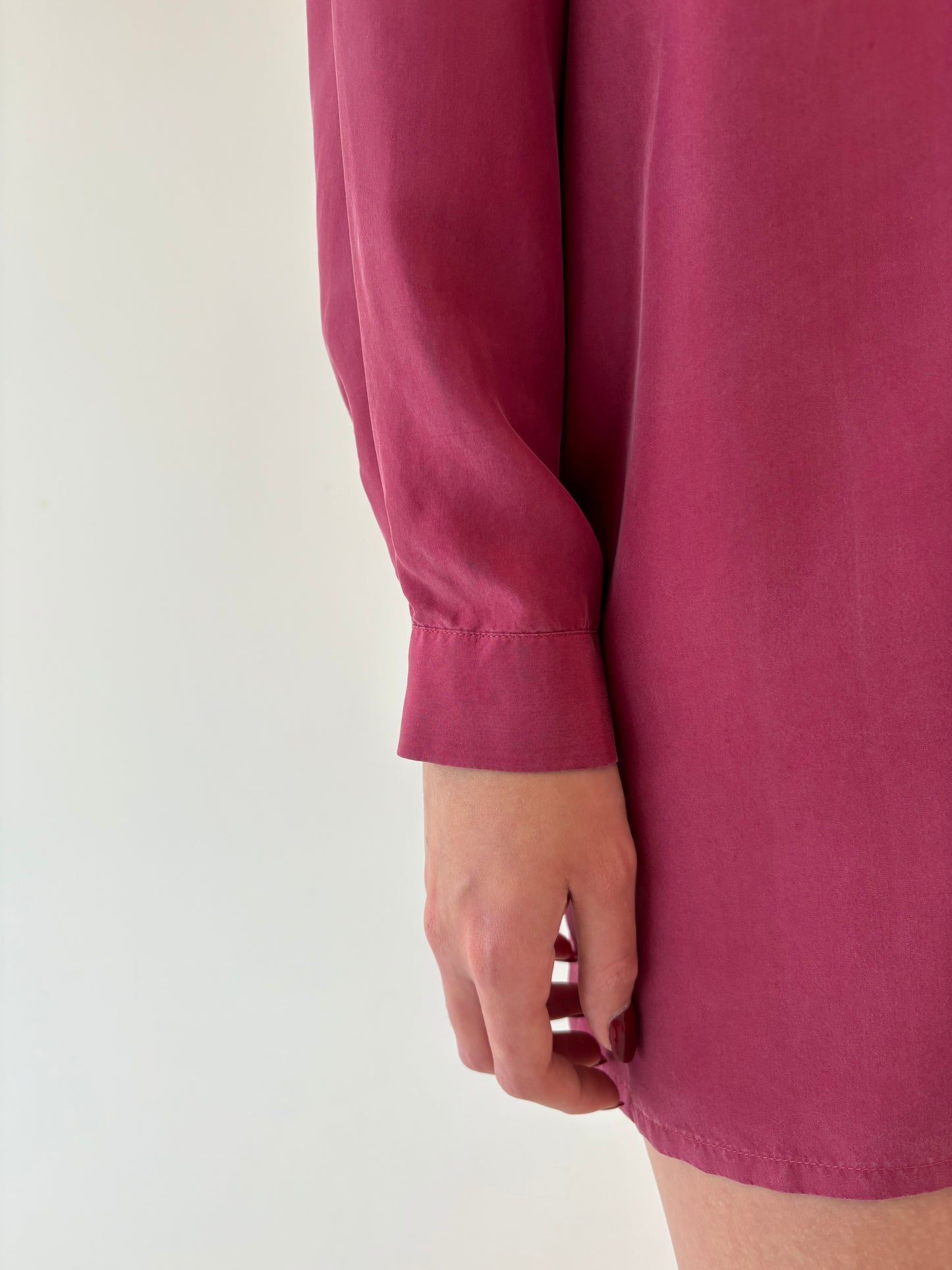 Cămașa din mătase naturală rasberry red petite