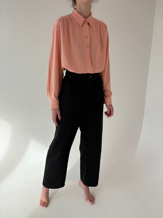 Jeans vintage plus size din bumbac gros cu talie înaltă