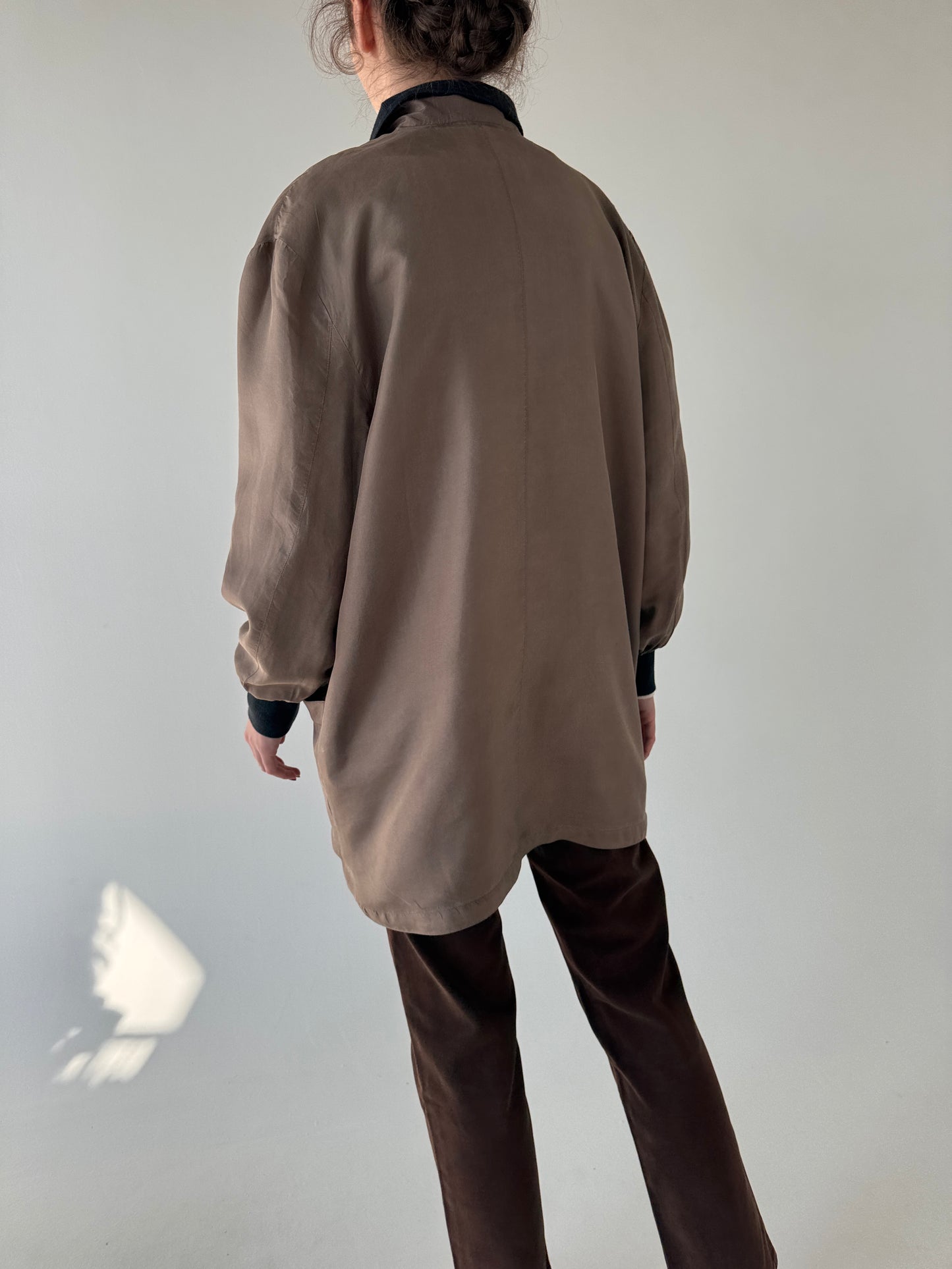 Sacou vintage cu influențe casual din mătase naturală
