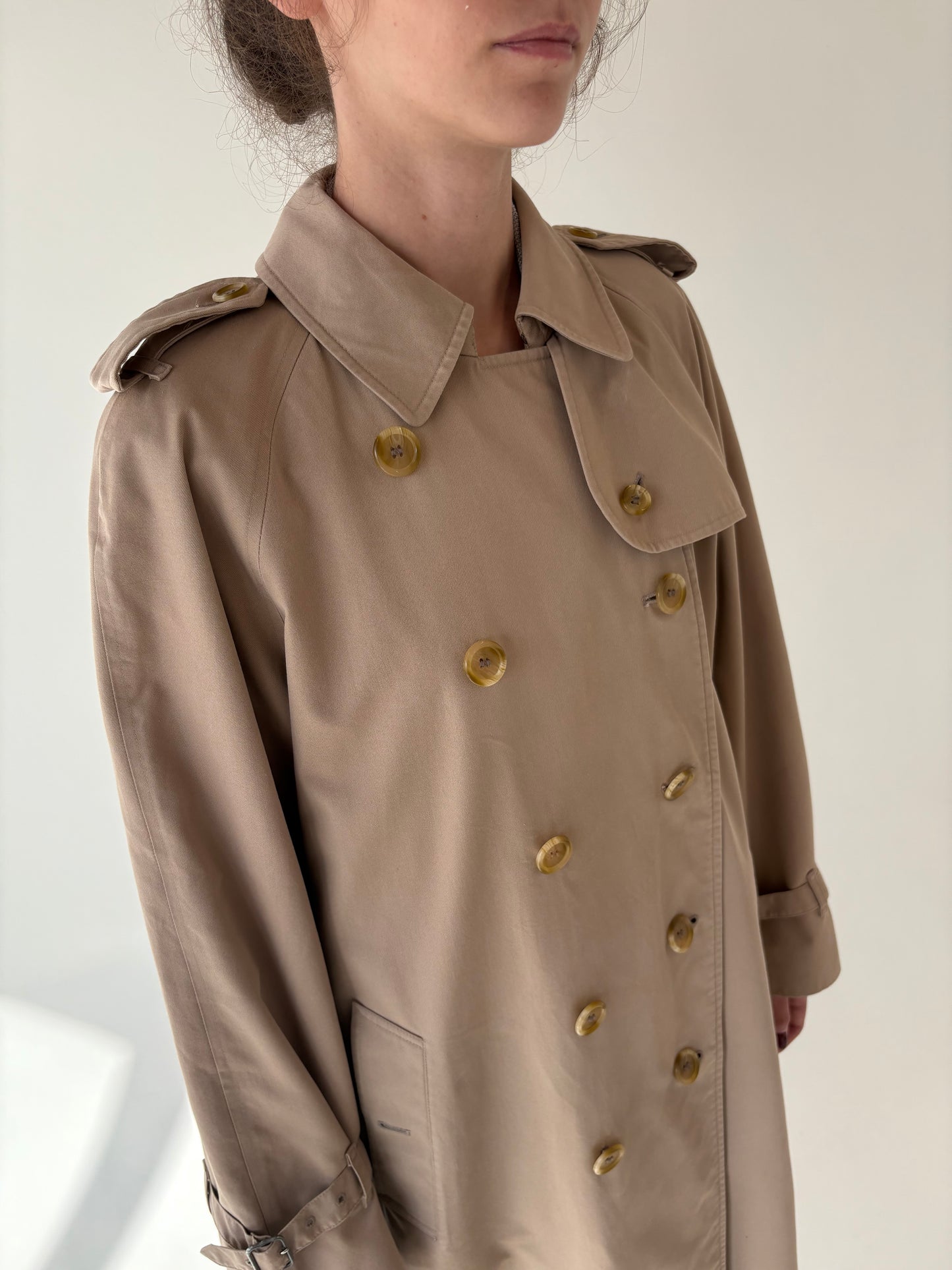 Trench vintage Burberry camel din gabardină