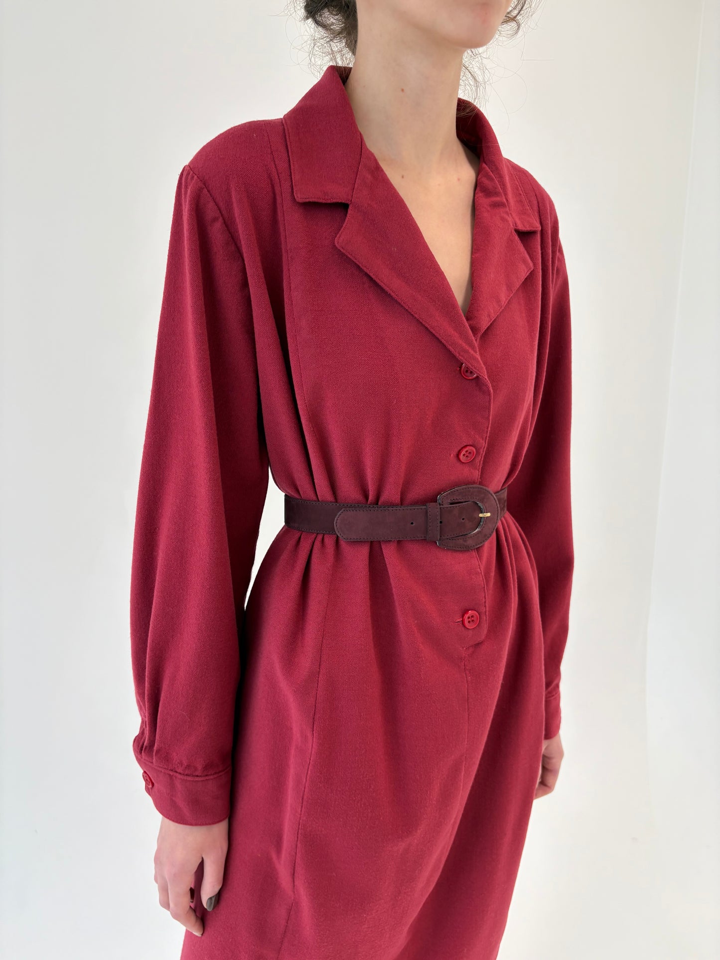 Rochie vintage Marsala red din lana extrafina plină