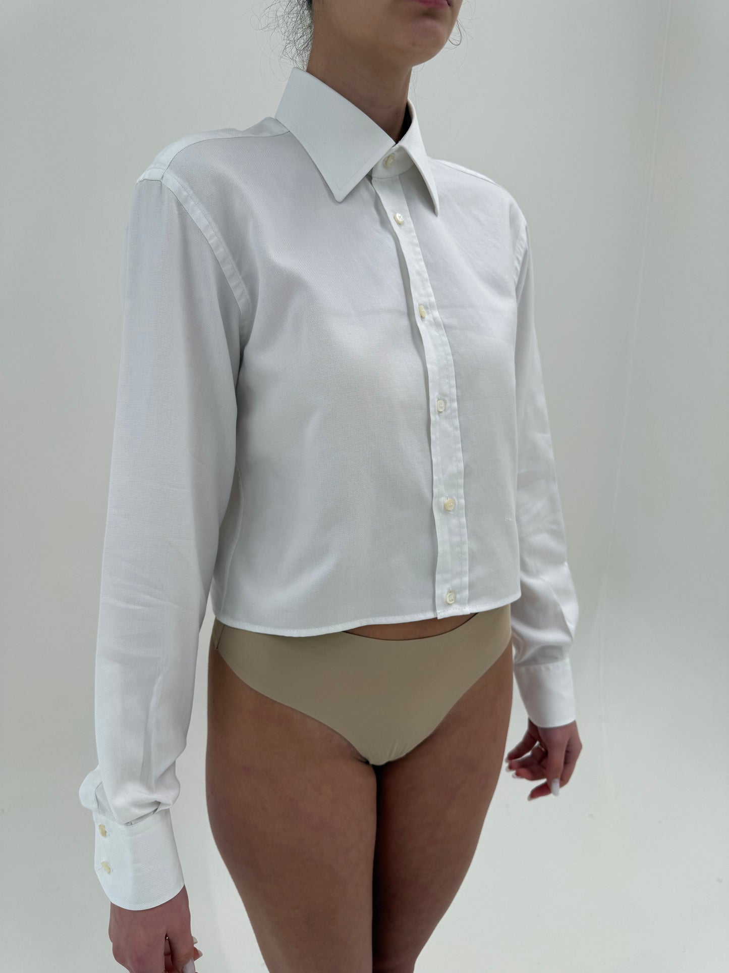 Cămașa italiană high end ușor cropped din poplin premium de bumbac