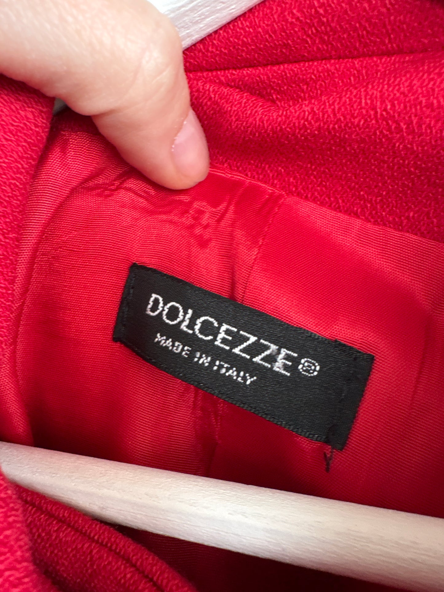 Sacou roșu tip jachetă cu închidere dublă din lanita extrafina