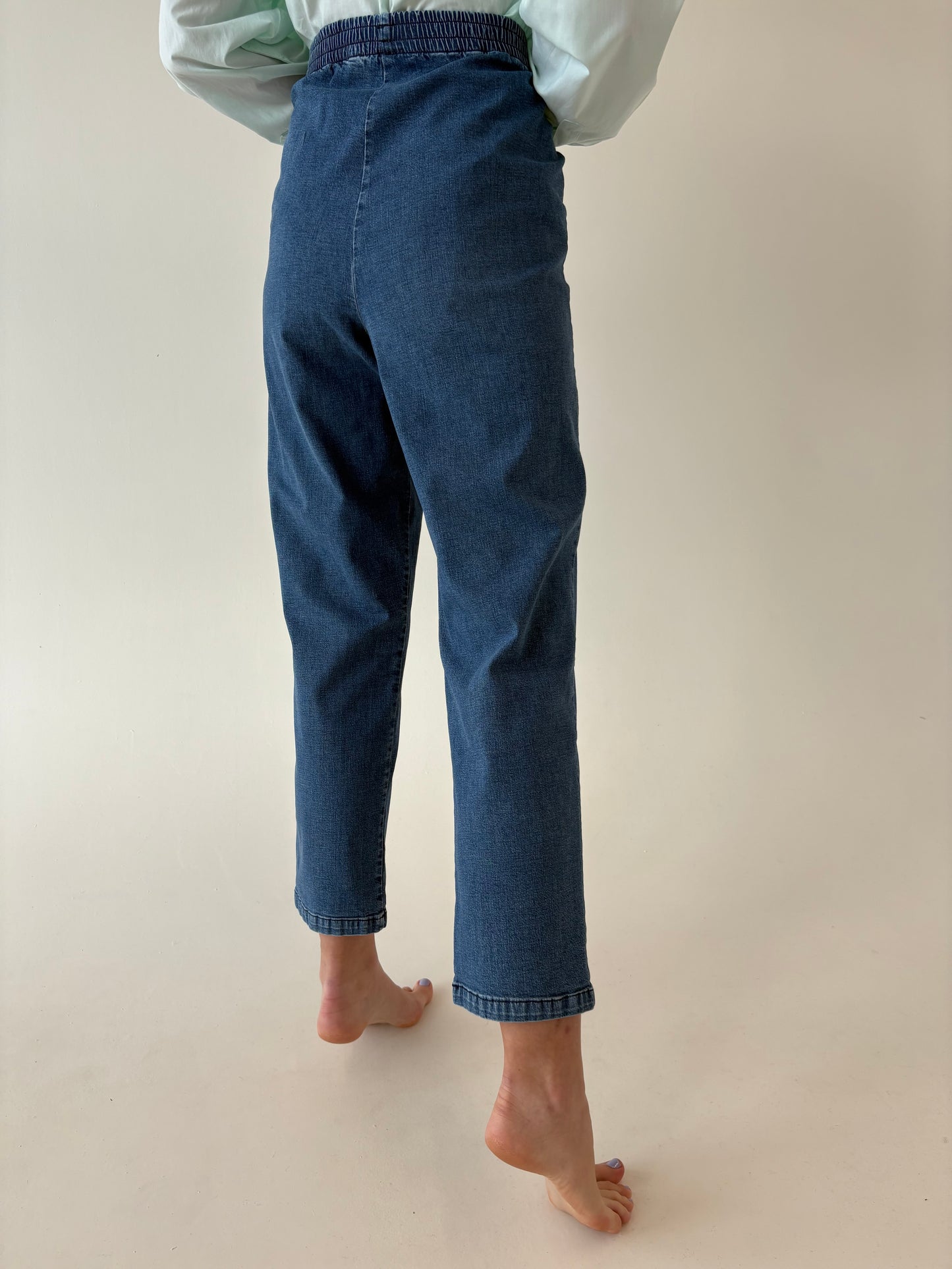 Jeans vintage ultra confort modelator classic wash cu talie mai generoasă