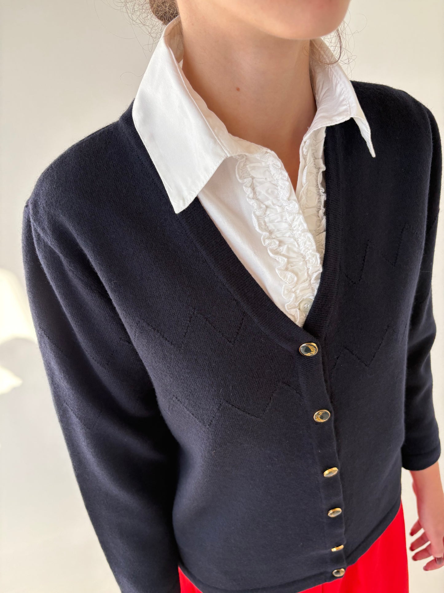 Cardigan petite italian din lana merino extrafina de gramaj mare